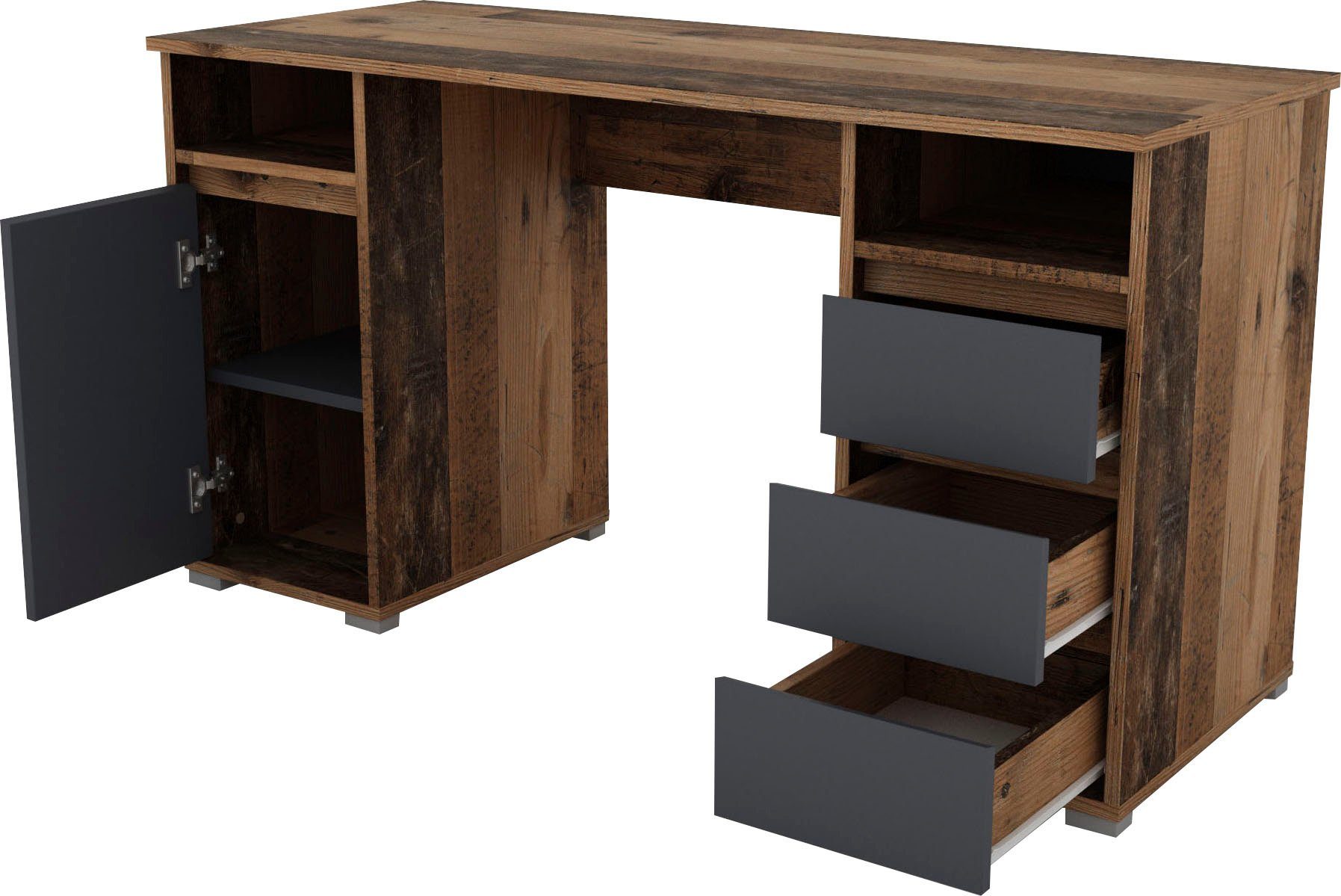 byLIVING Bureau Lobo Breedte 138 cm, computertafel met lades, in modern design