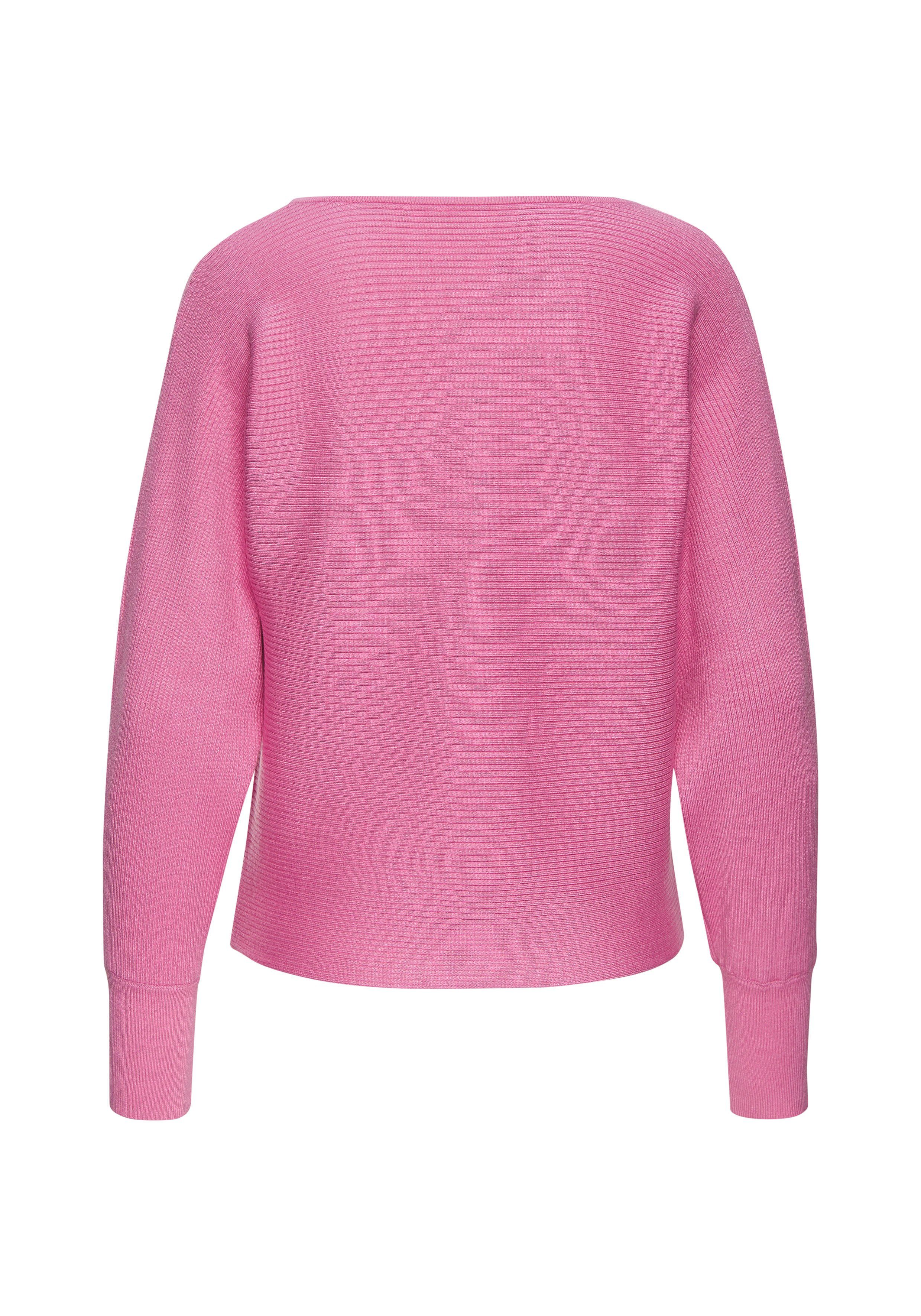 Vivance Gebreide trui met u-boot halslijn vleermuismouwen strepenlook oversized
