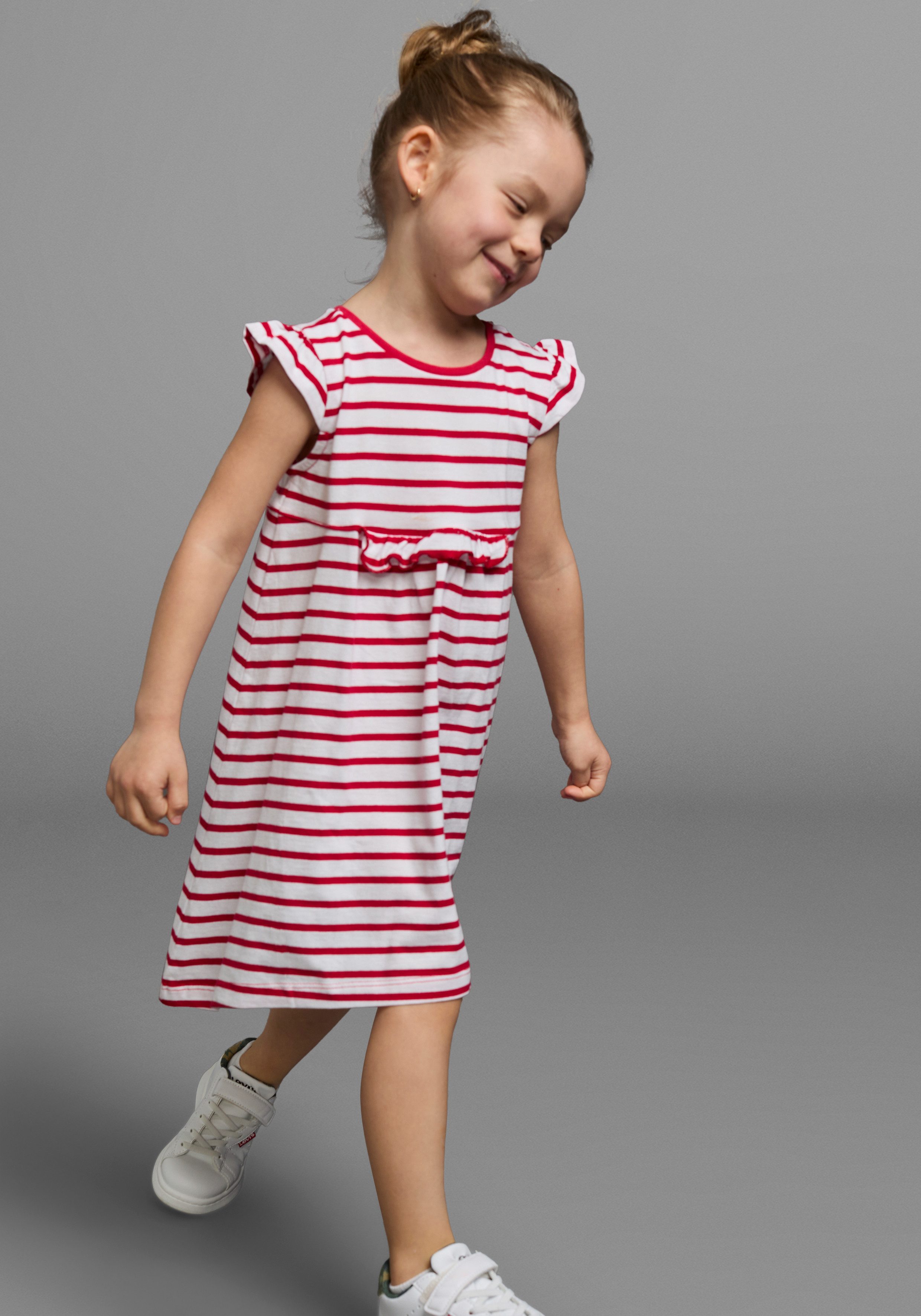 KIDSWORLD Jerseyjurk Voor kleine meisjes feestelijke gelegenheden, knie-vrij, modieuze stijl, van puur katoen (set, 2-delig)