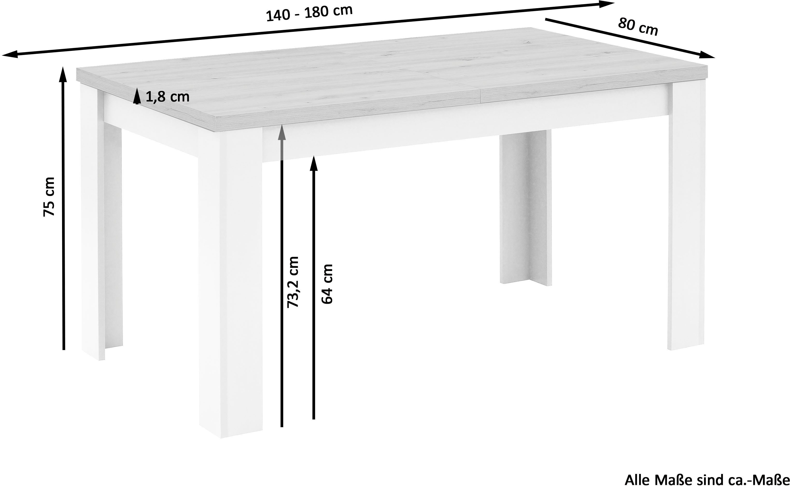 Home affaire Eettafel Bergamo naar keuze uittrekbaar onderhoudsvriendelijke eettafel, verkrijgbaar in 3 maten, 140 cm uitschuifbaar