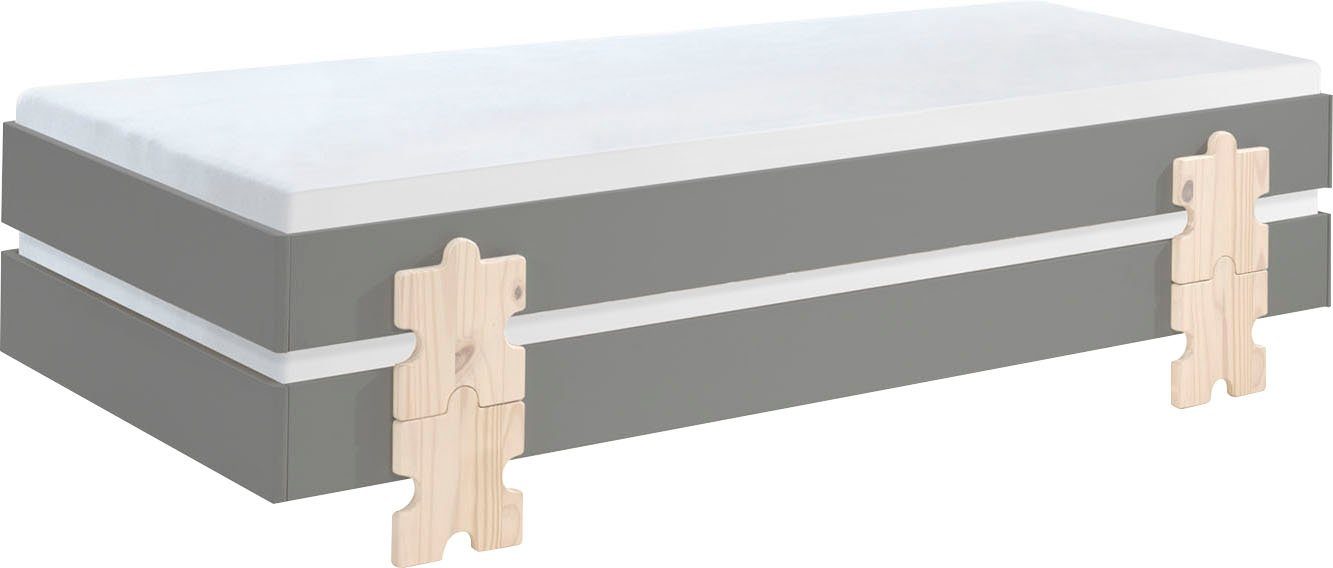 Vipack Kinderledikant Modulo, stapelbaar eenpersoonsbed, incl. lattenbodem, 2 kleuren Ligoppervlak 90/200 cm, afzonderlijk of als 2-delige set verkrijgbaar