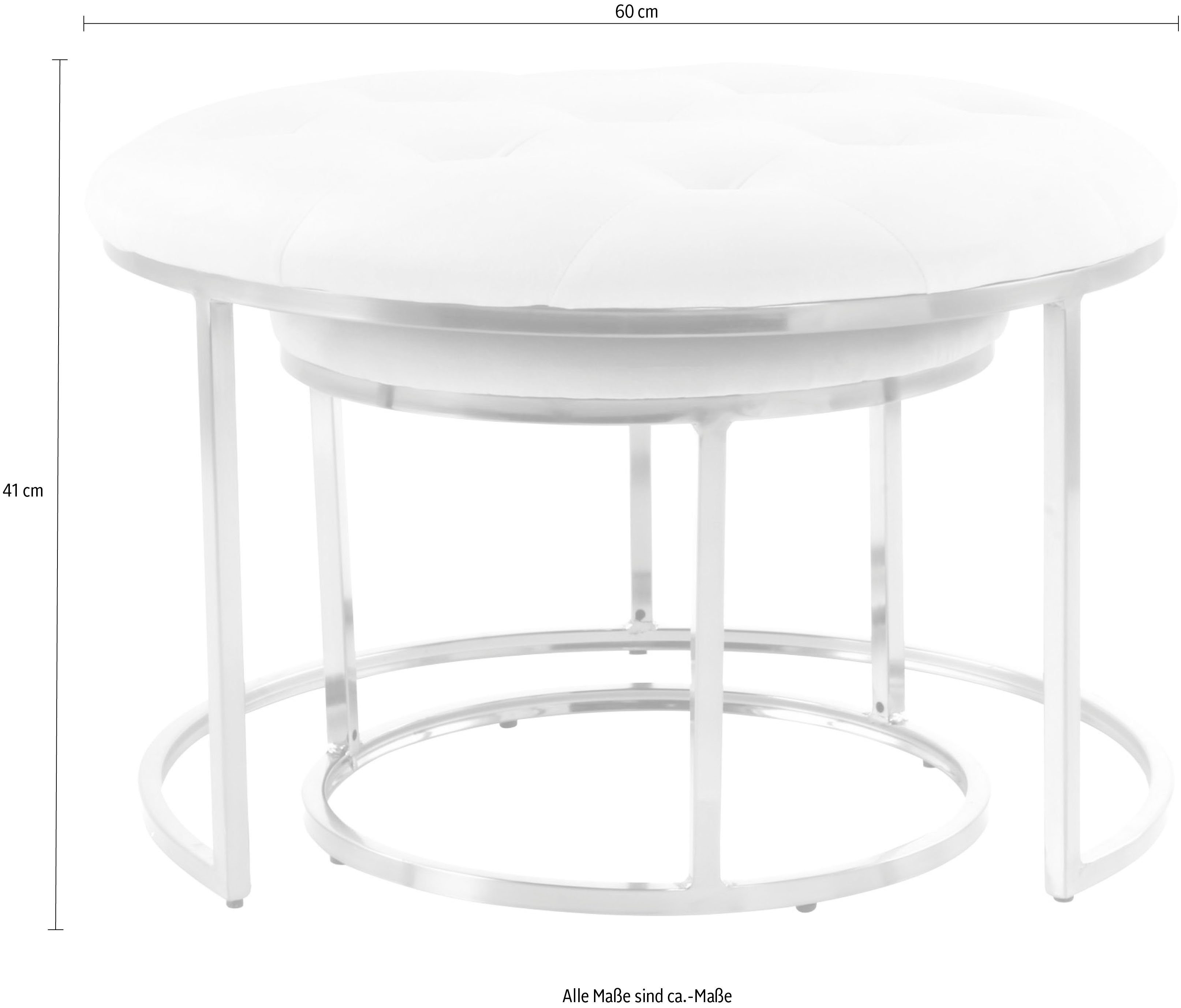Kayoom Zithocker Kruk Myla 2-delige set, praktisch in elkaar schuifbaar in elkaar schuifbaar, rond, doorgestikt, met sierknopen (set, 2 stuks)