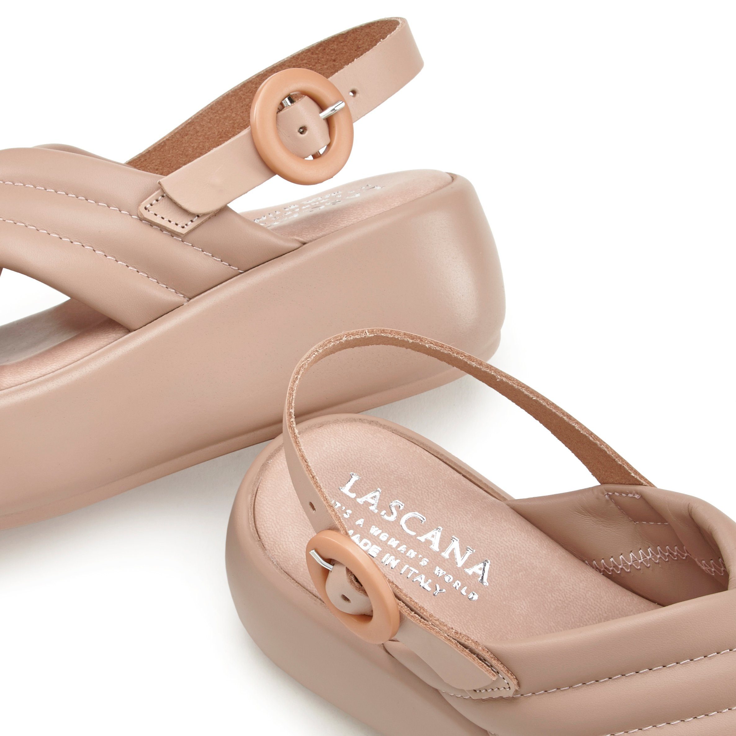 Lascana Plateausandalen Zomerschoen Sandalette van leer met modieus plateau