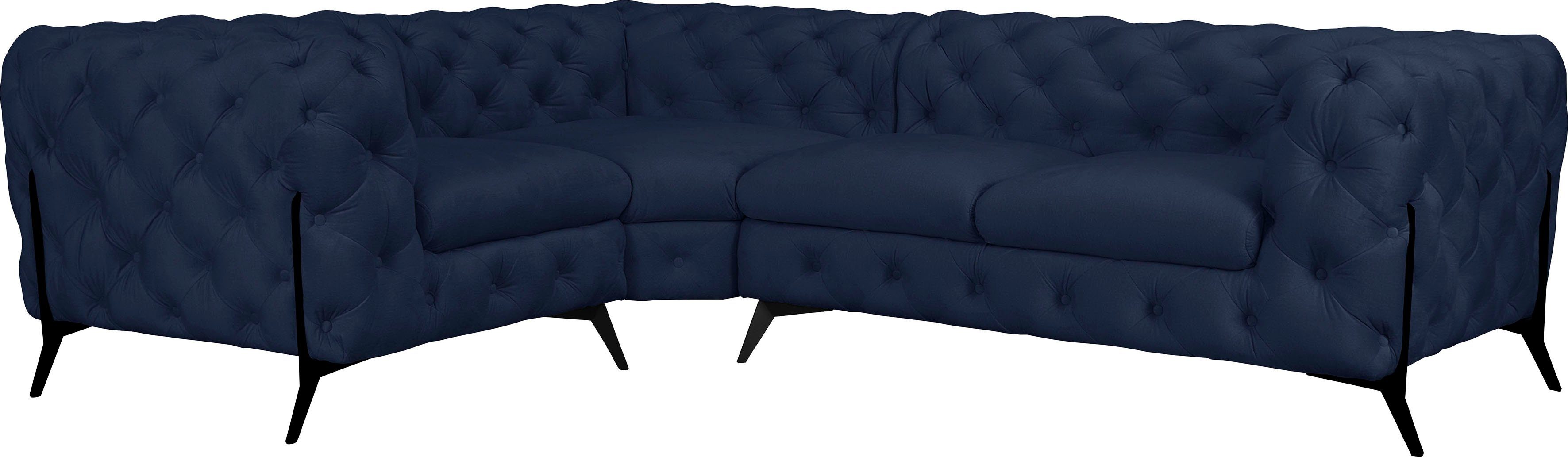 Leonique Chesterfield-bank Amaury L-vorm moderne chersterfield-look, breedte 262 cm, kleur van de poten ter keuze