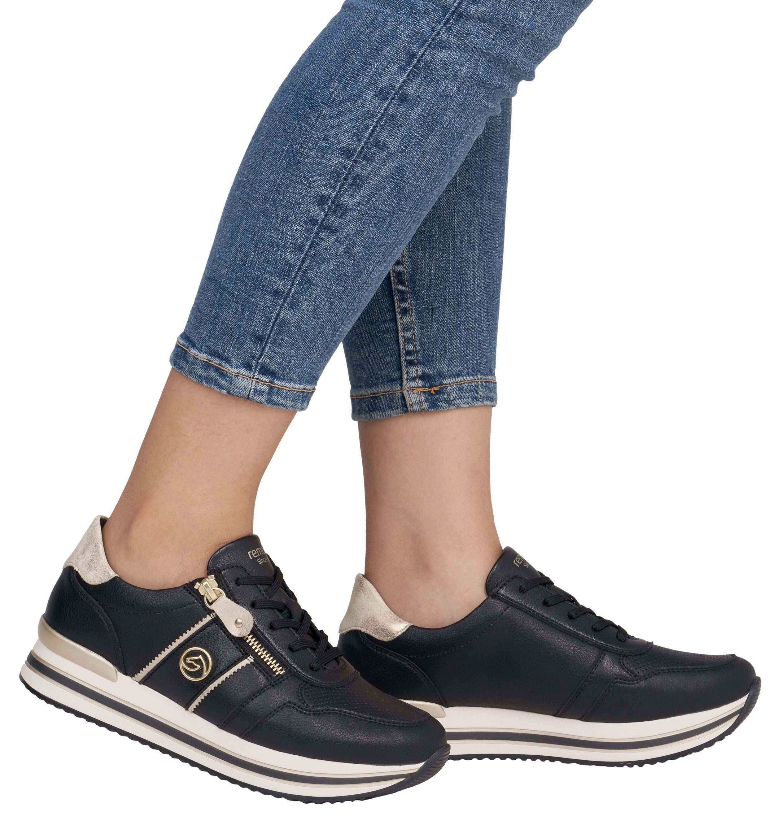 Remonte Plateausneakers , vrijetijdsschoen, lage schoen, veterschoen met zijrits