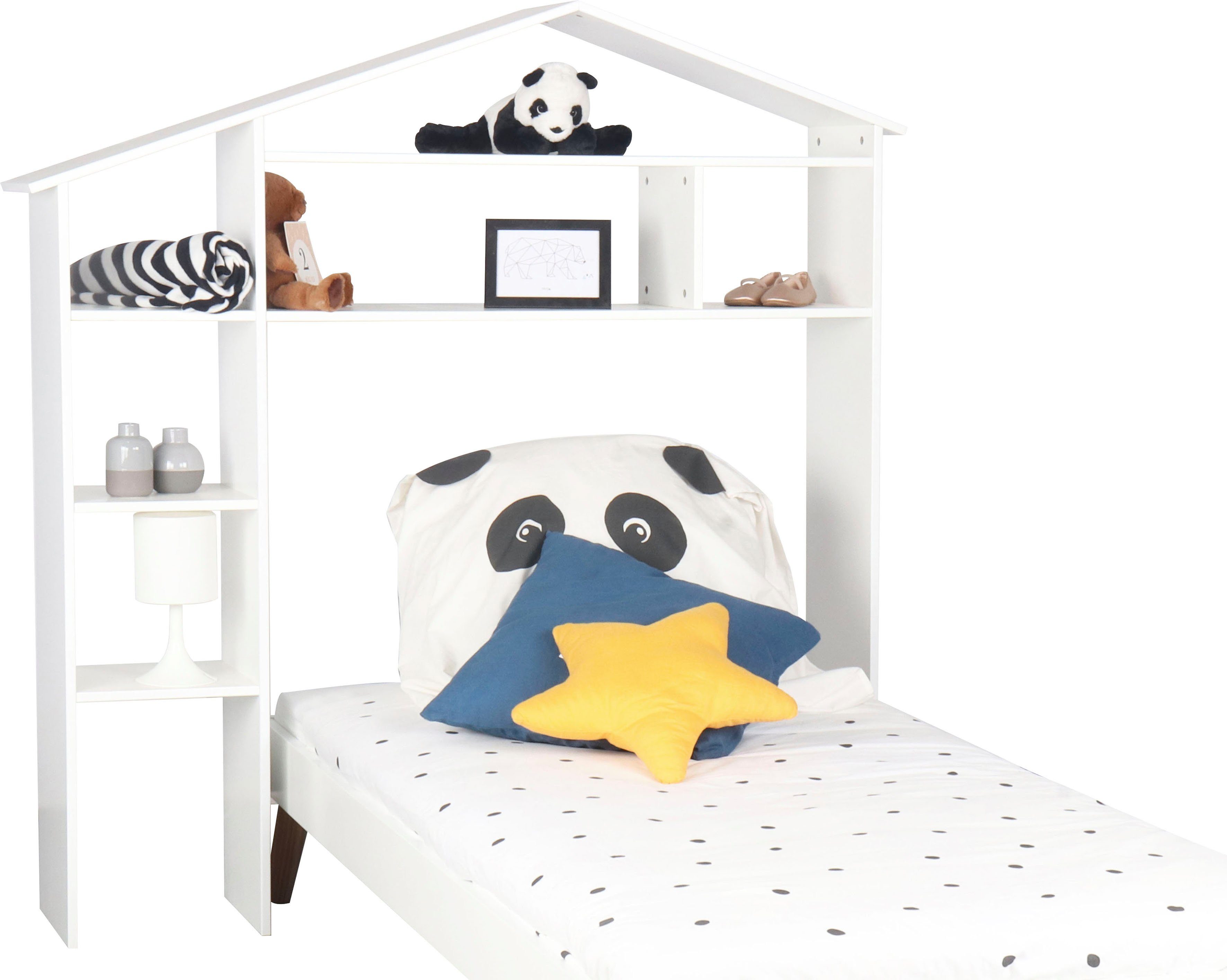 Lüttenhütt Rek Lizzi Hoofdeinde voor kinderbed, voor bedbreedte 100 cm rekken maat 148x31x155 cm wit