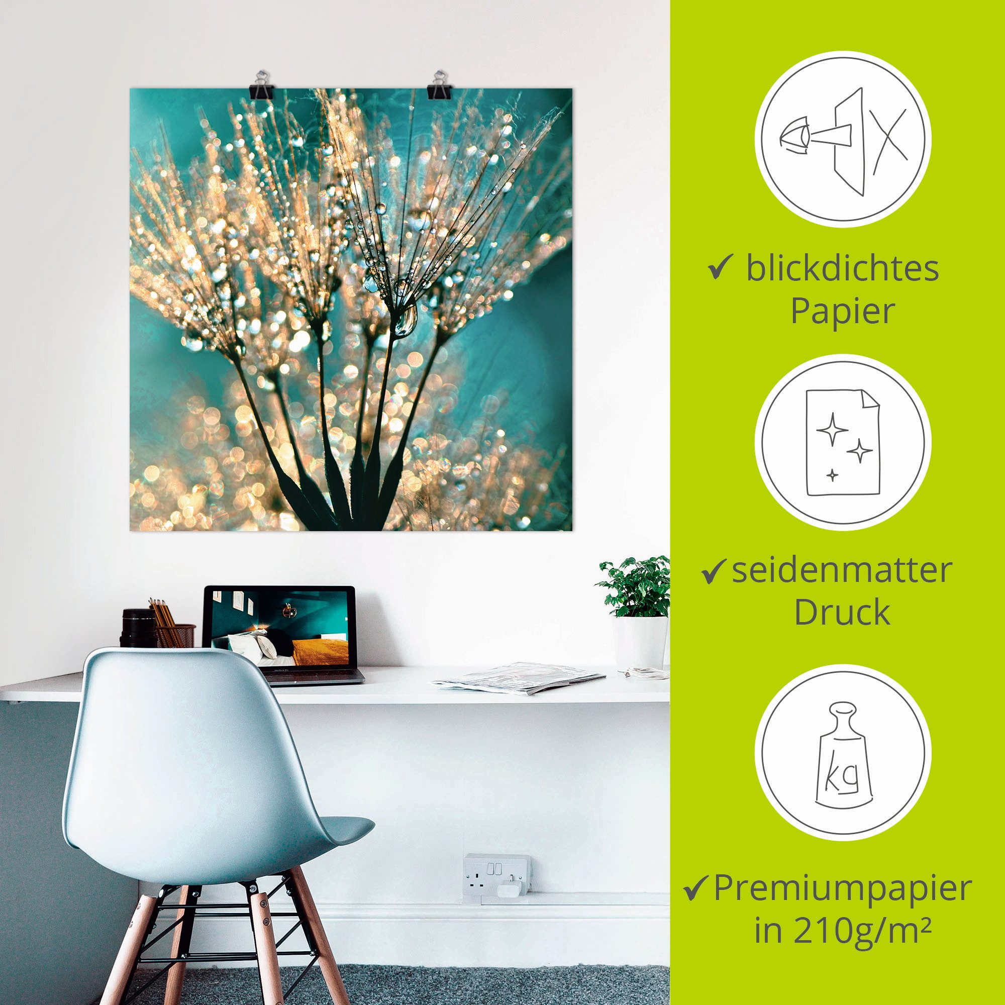 Artland Artprint Pluizenbol pluimen abstract als artprint van aluminium, artprint voor buiten, artprint op linnen, poster, muursticker