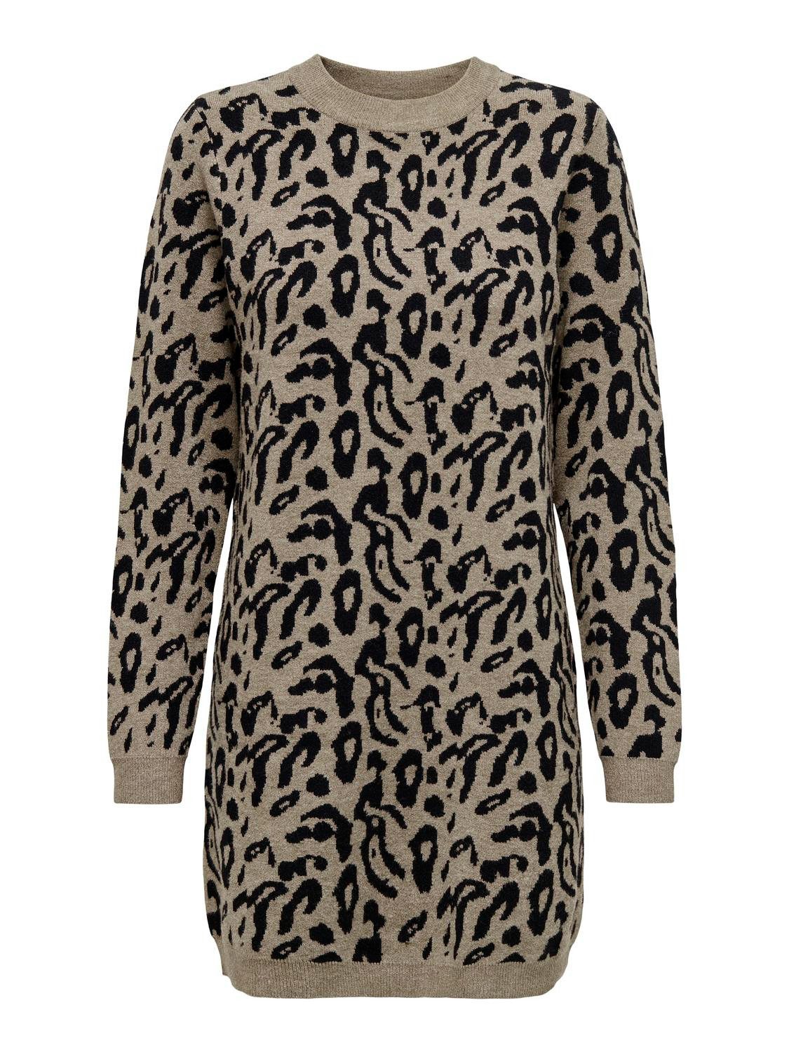 Only Gebreide jurk ONLJENNI LS ANIMAL DRESS EX KNT