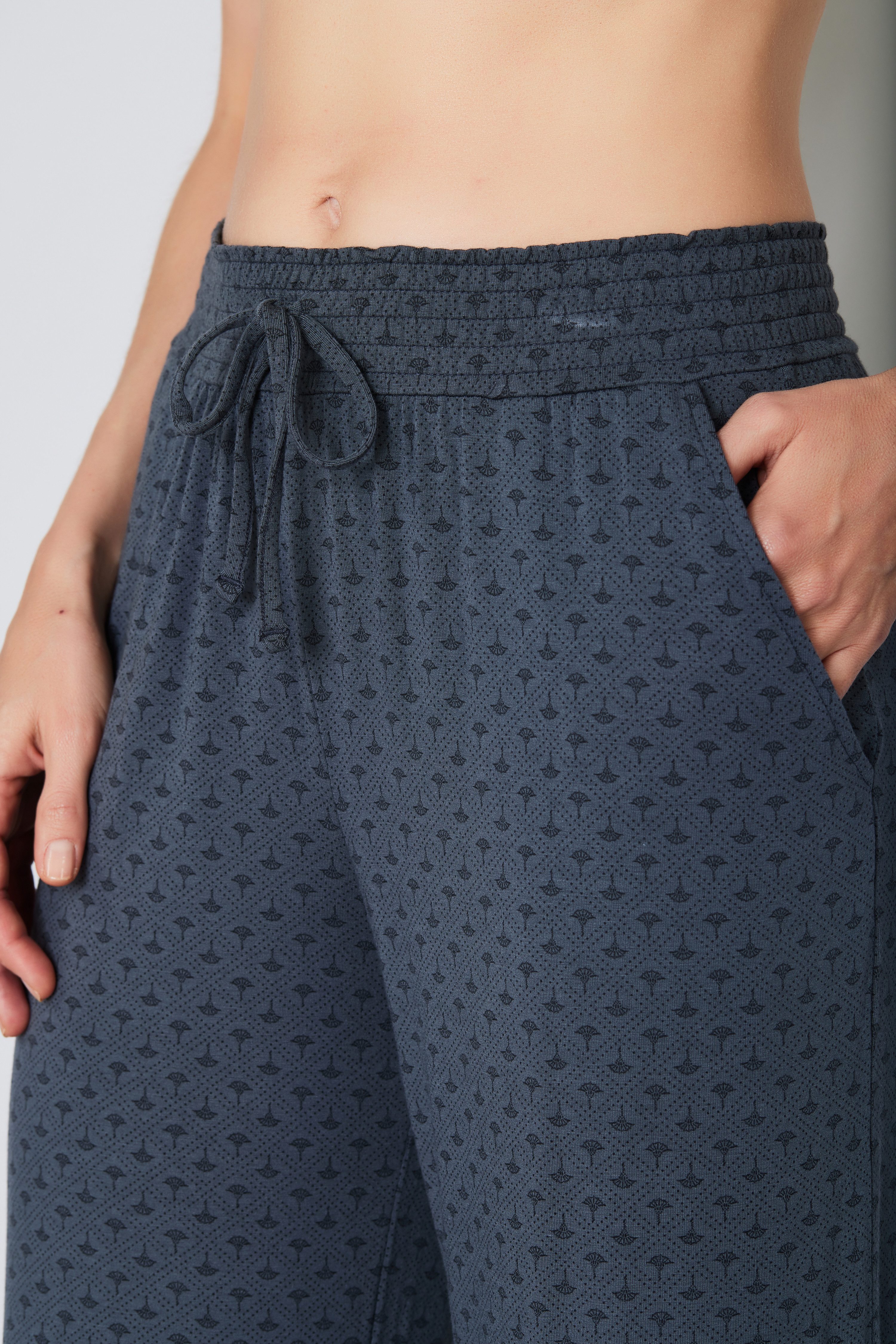 JOOP! 7/8 broek Luxe Cornflower-design, tunnelkoord in de tailleband, steekzakken