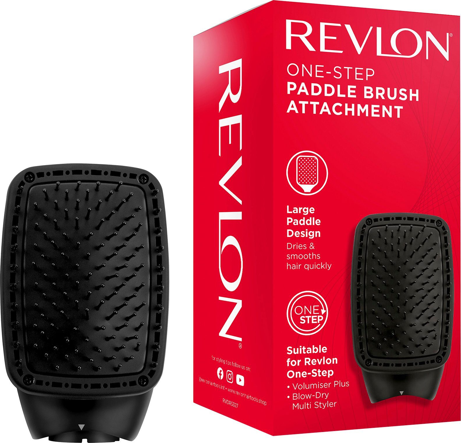 Revlon Peddelborstel ONE-STEP PLATTE BORSTELBEVESTIGING, RVDR5327 voor krulborstel volumiser...