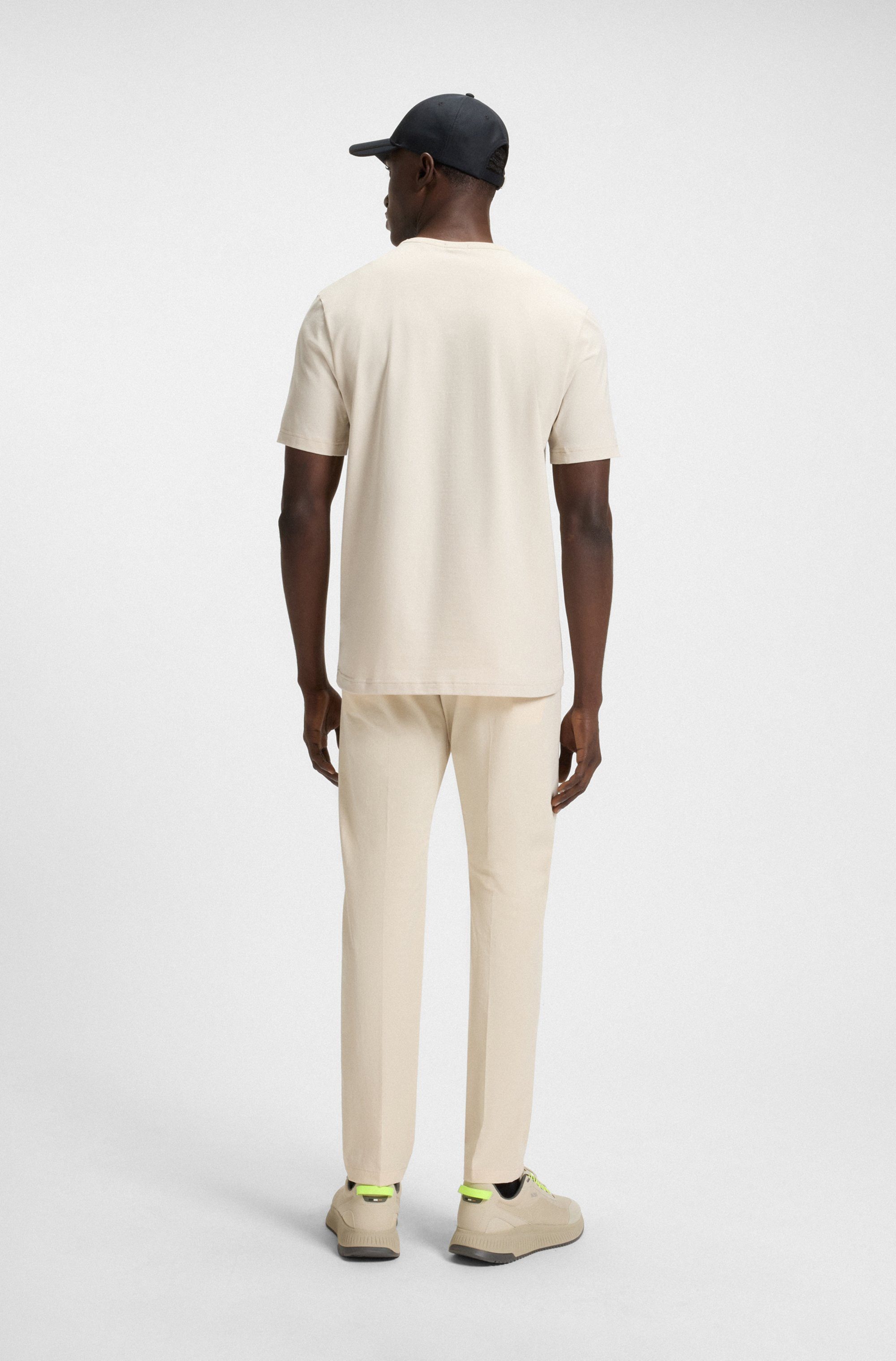 BOSS GREEN T-shirt Tee PKT Glamping met materialenmix
