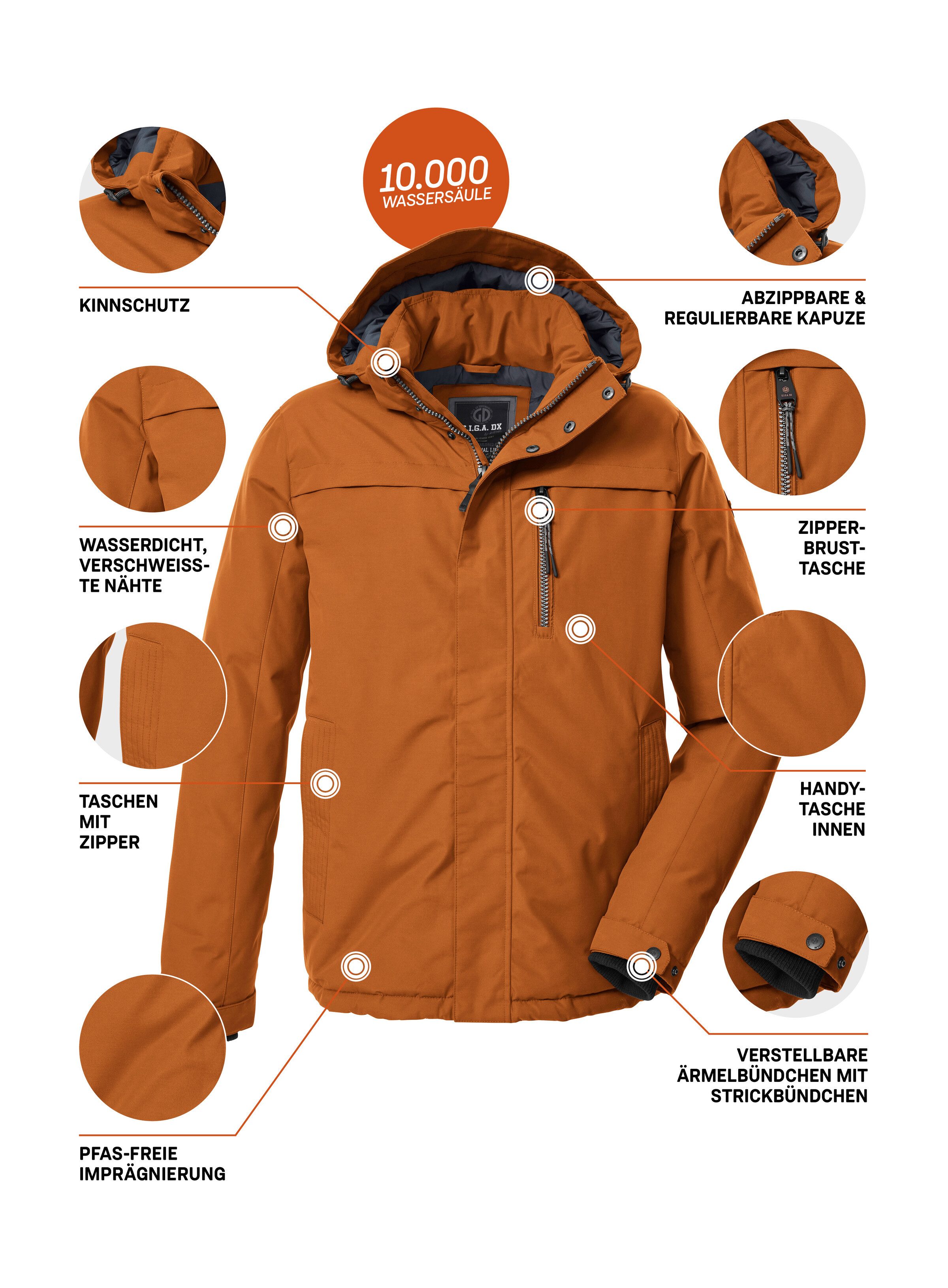 G.I.G.A. DX by killtec Functioneel jack GW 39 MN JCKT Waterdichte, ademende winterjas met verstelbare capuchon