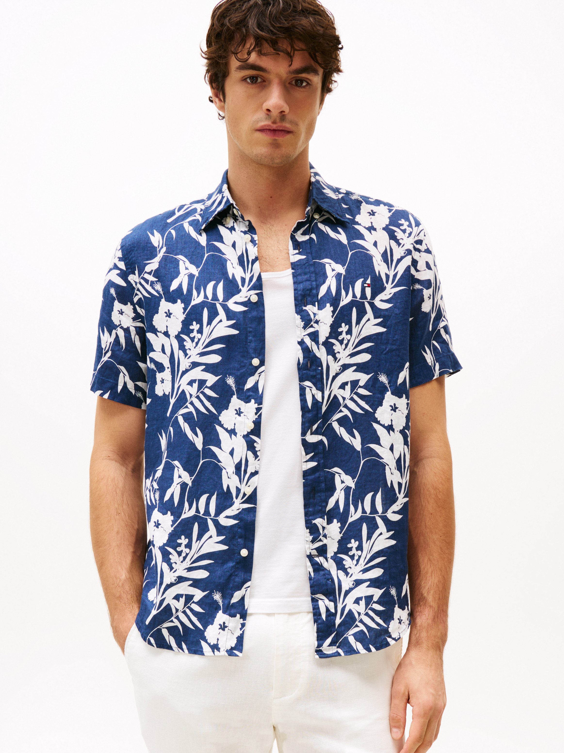 Tommy Hilfiger Linnen overhemd LINEN TROPICAL PRT SS RF SHIRT