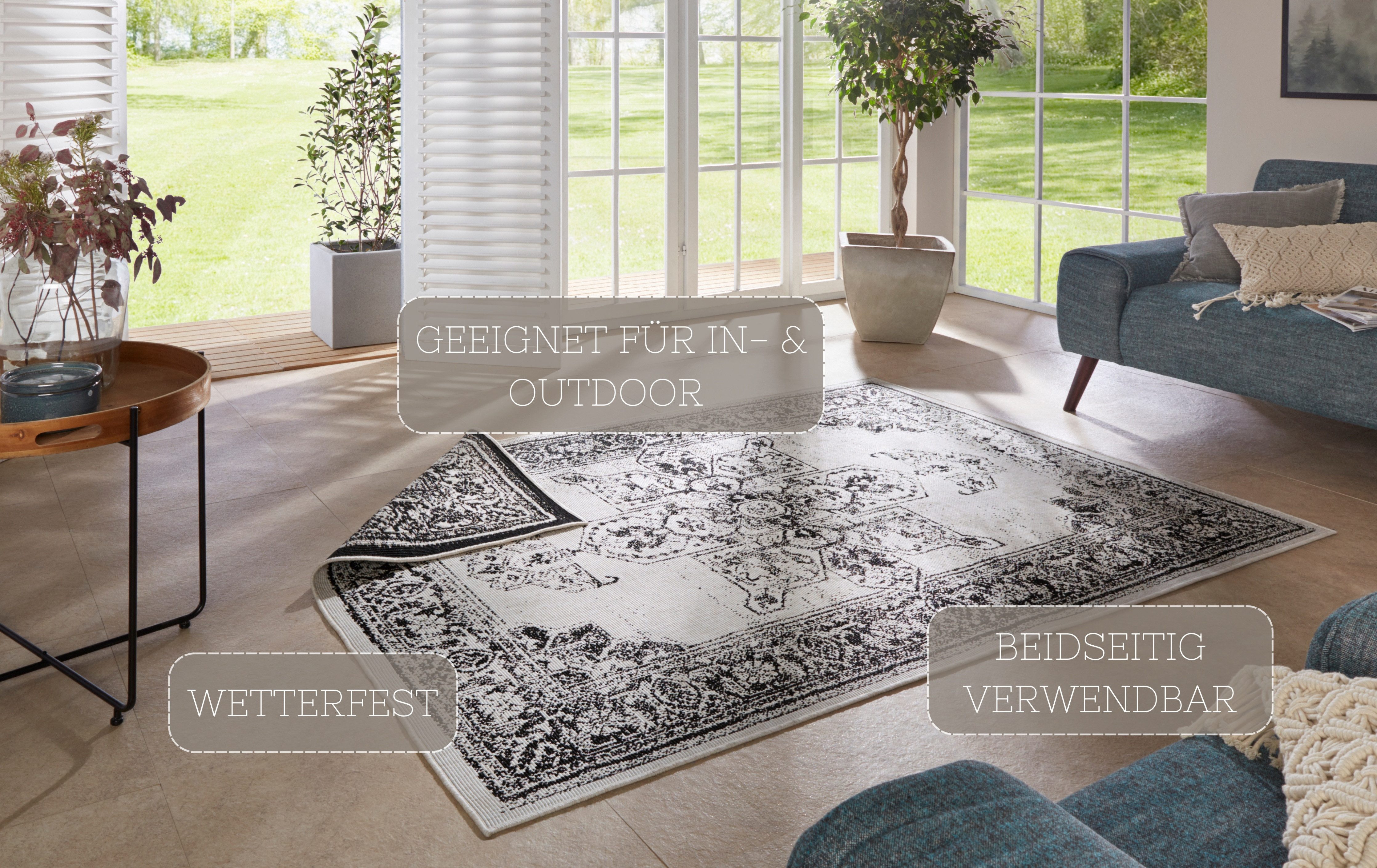 NORTHRUGS Vloerkleed Borbon tweezijdig te gebruiken kleed Geschikt voor binnen en buiten, weerbestendig, balkon, tuin, woonkamer, waterbestendig