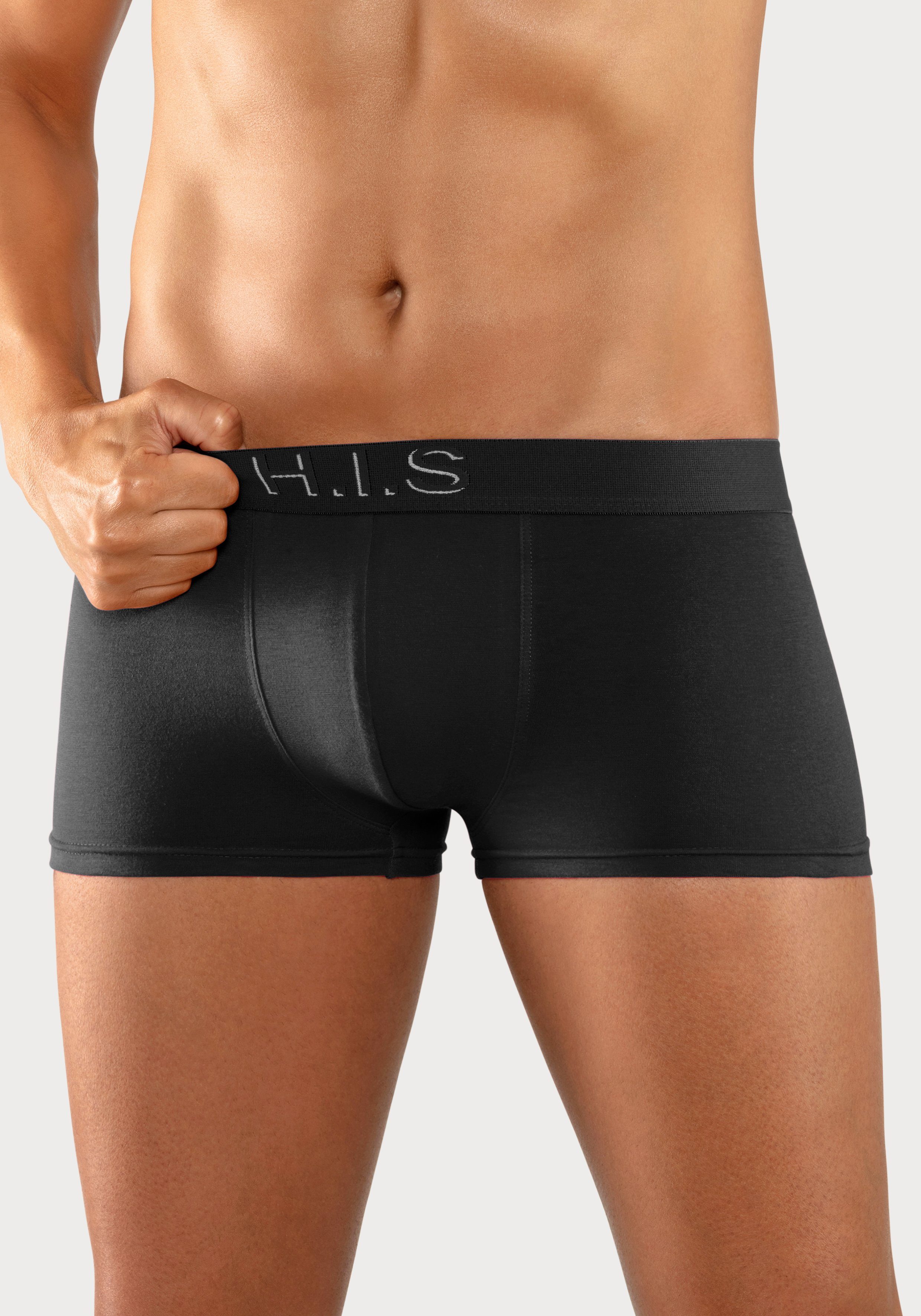 H.I.S Hipster strak zittende boxershorts aan de webband met logo-opdruk met 3d-effect (set, 5 stuks)