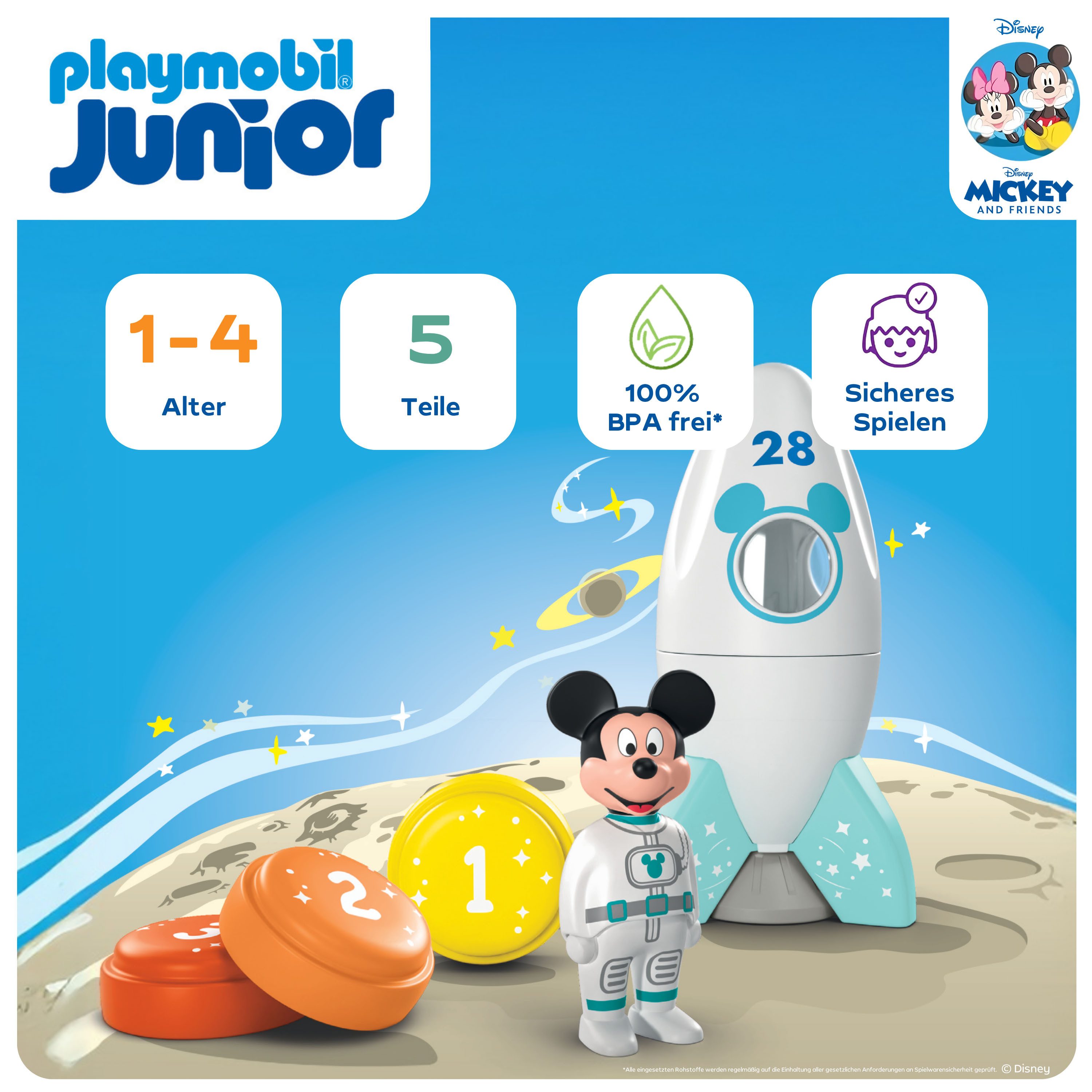 Playmobil® Constructie-speelset Micky Maus' Raketen- & Weltraum-Abenteuer (71771), JUNIOR & Disney (5-delig)