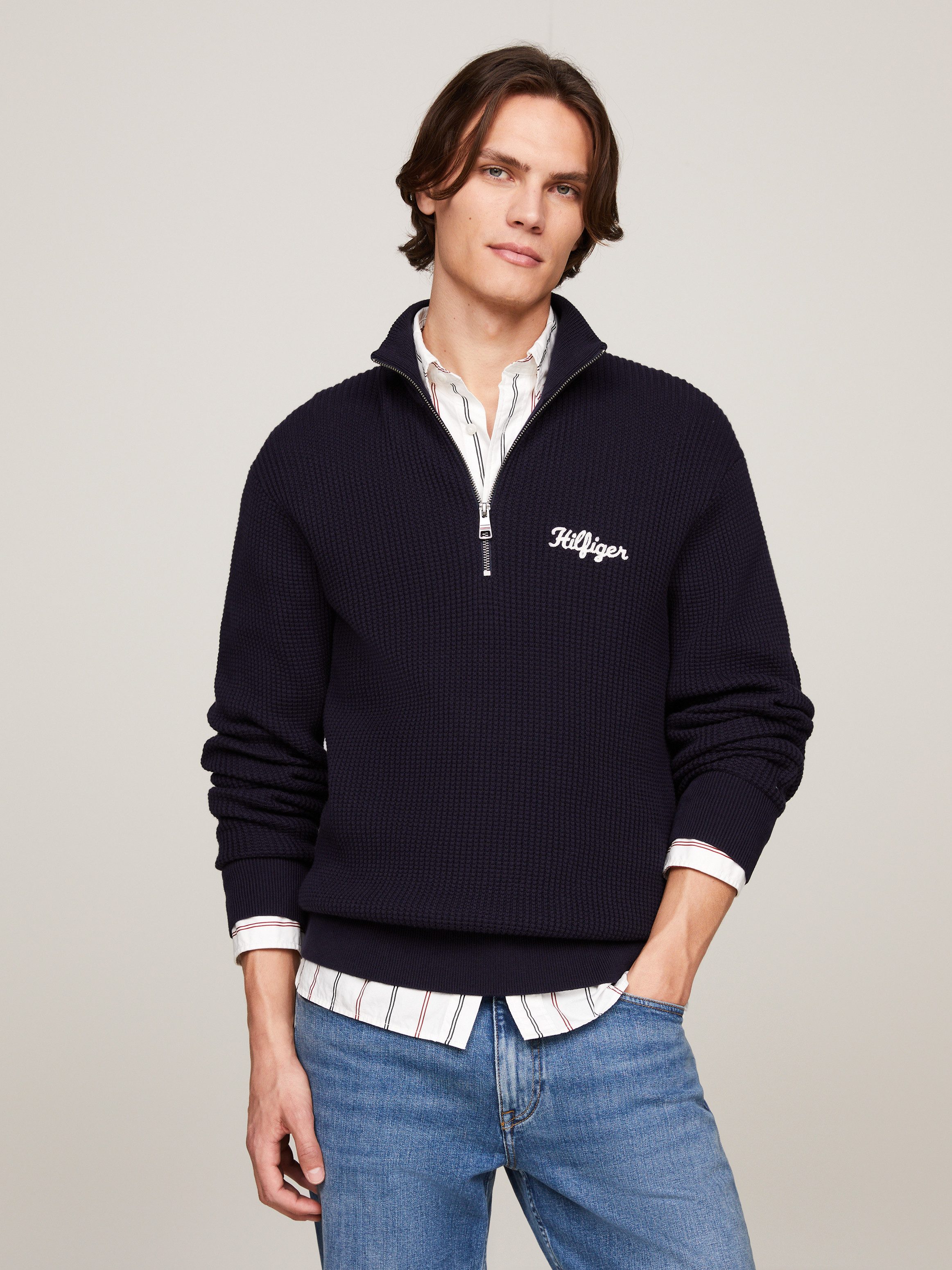 Tommy Hilfiger Trui met ronde hals HILFIGER GRAPHIC WAFFLE ZIP MOCK