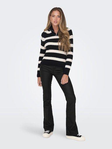 Only Imitatieleren broek ONLBLUSH MID WAIST FLARED COATED NOOS