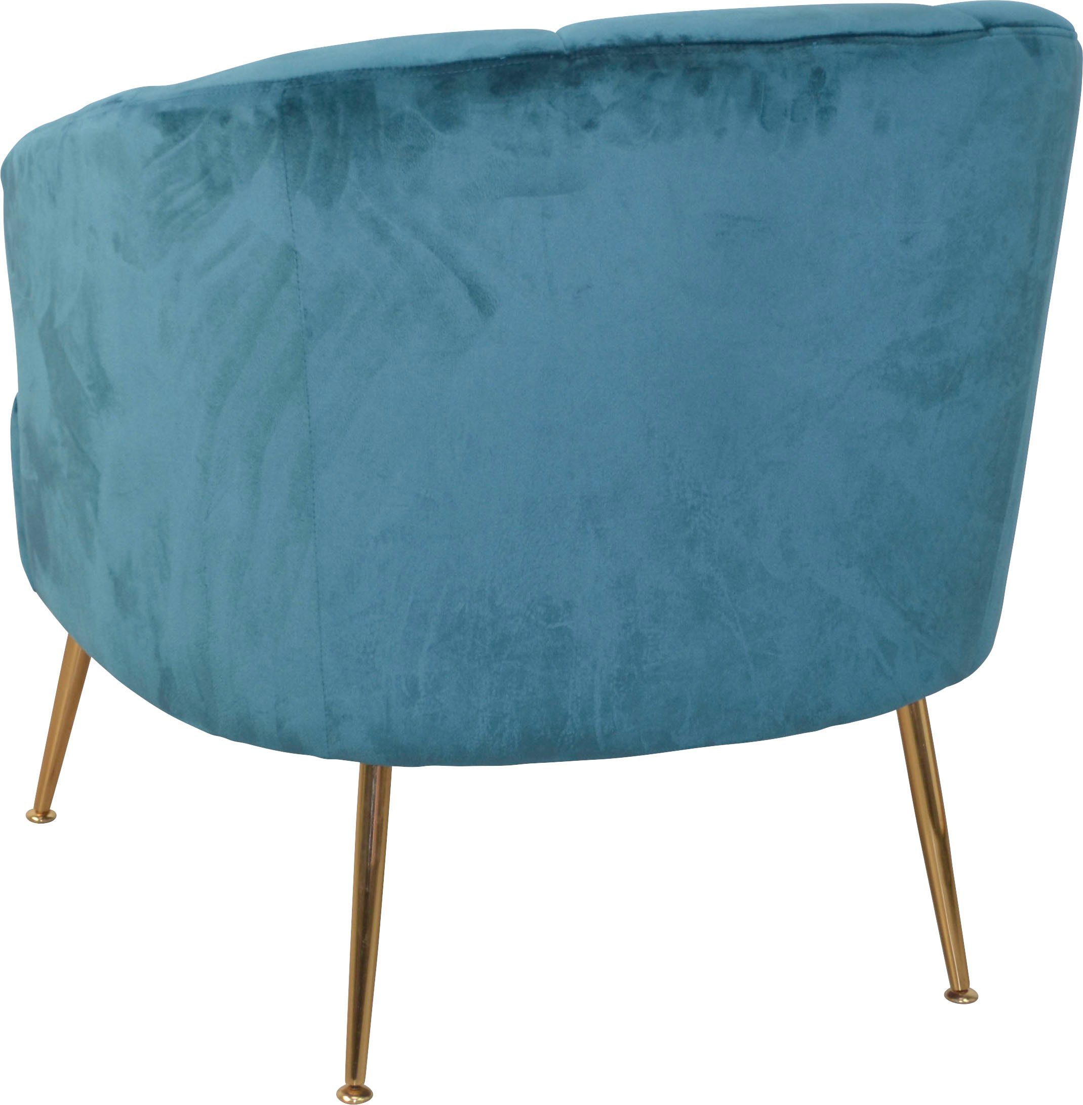 HOFMANN LIVING AND MORE Fauteuil Poten van stalen buizen, goudkleurig gelakt, veloursovertrek