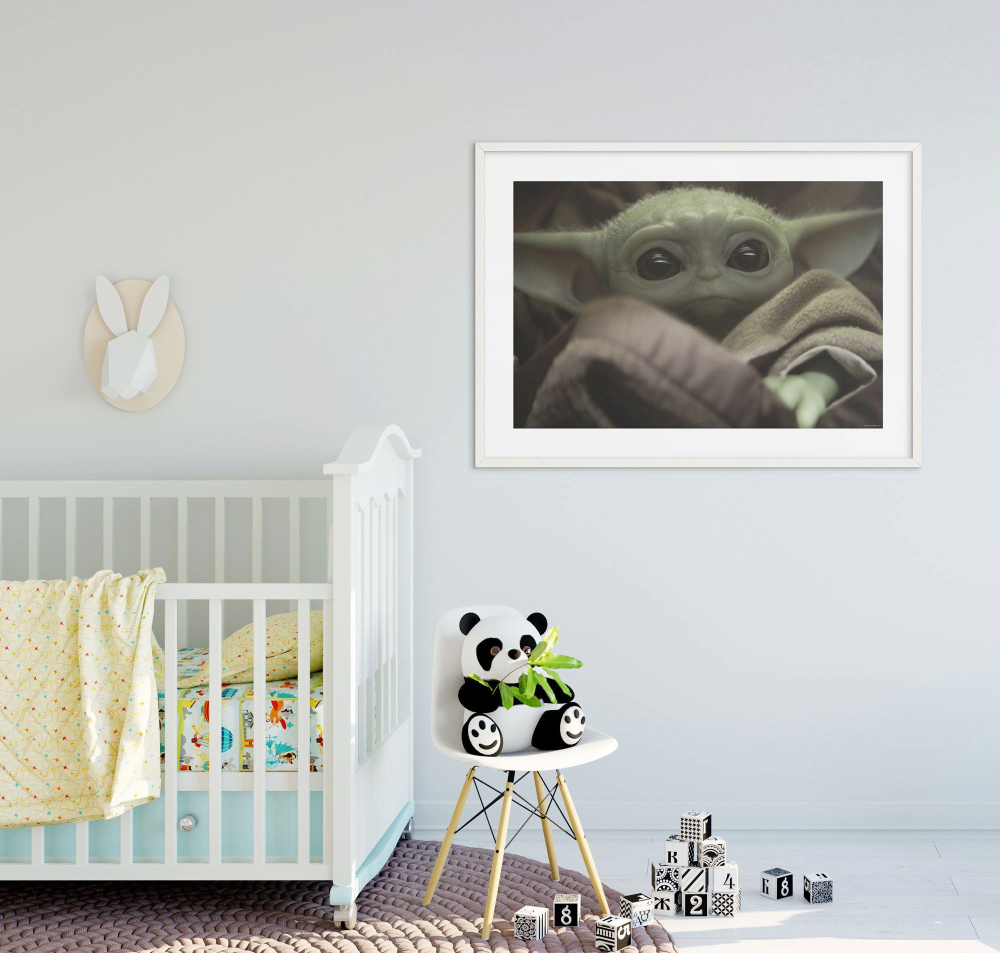 Komar Wanddecoratie Mandalorian The Child Cute Face Wanddecoratie voor de kinderkamer - zonder lijst (1 stuk)