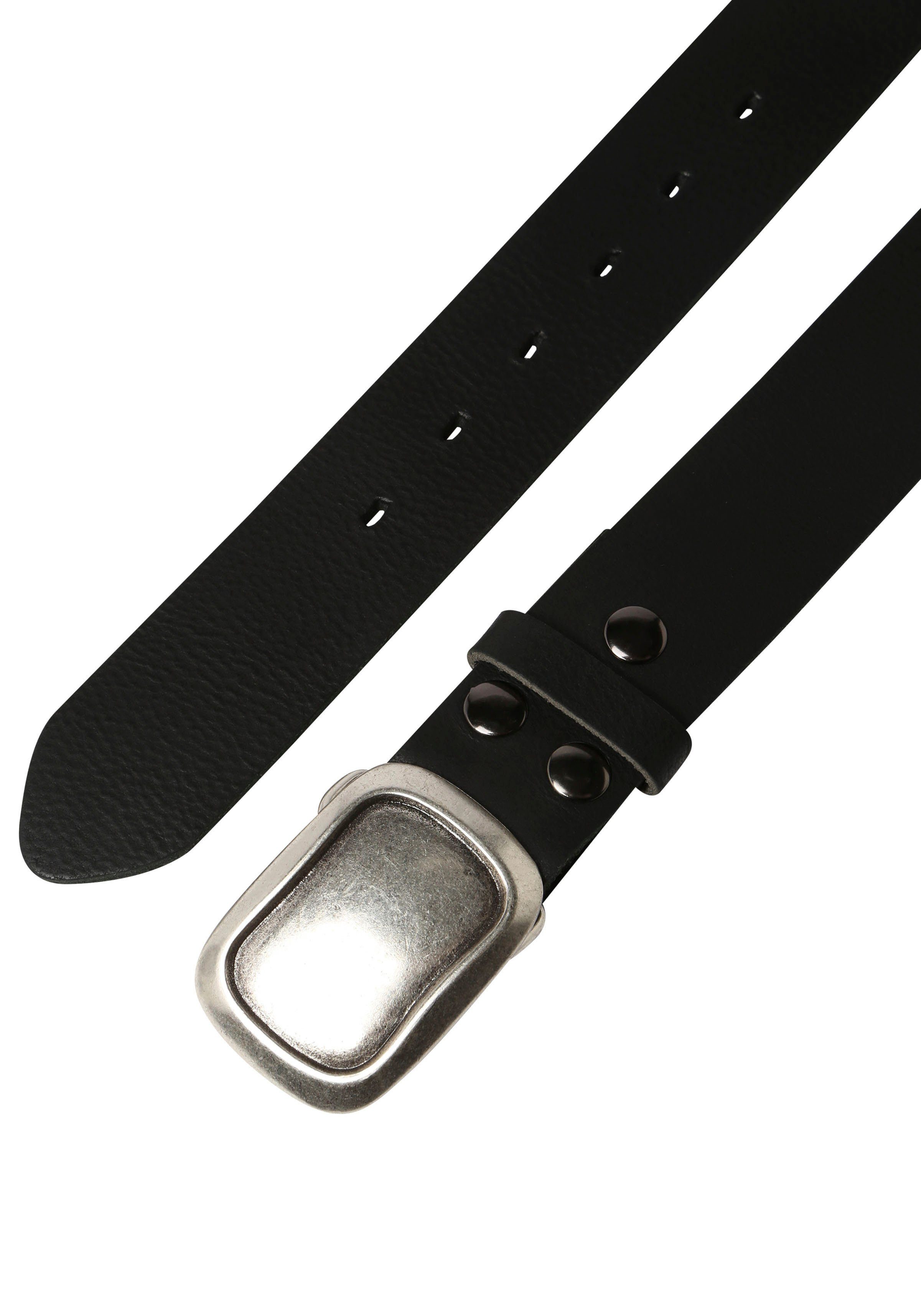 RETTUNGSRING by showroom 019° Leren riem met verwisselbare sluiting "rechthoek ingekaderd zilverkleur"