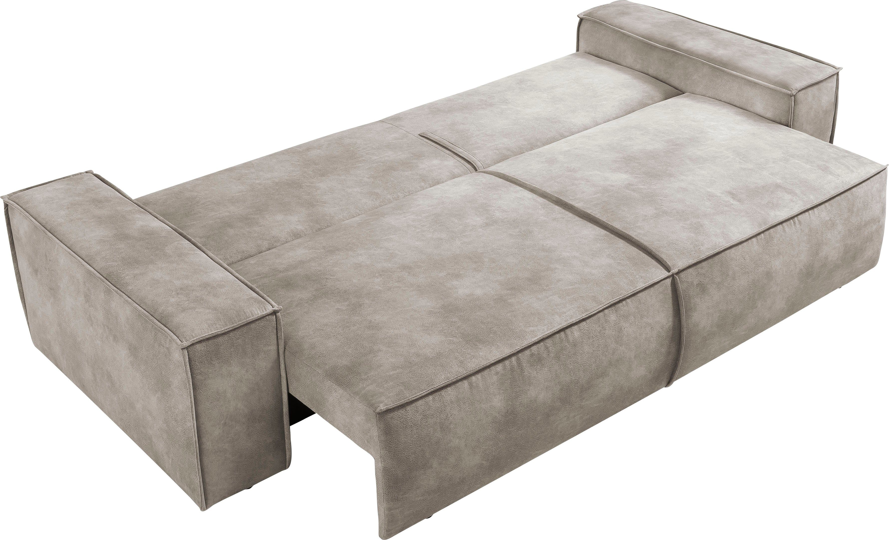Home affaire 3-zitsbank SHERWOOD slaapbank (257 cm) ribfluweel, velours, vintage lederlook