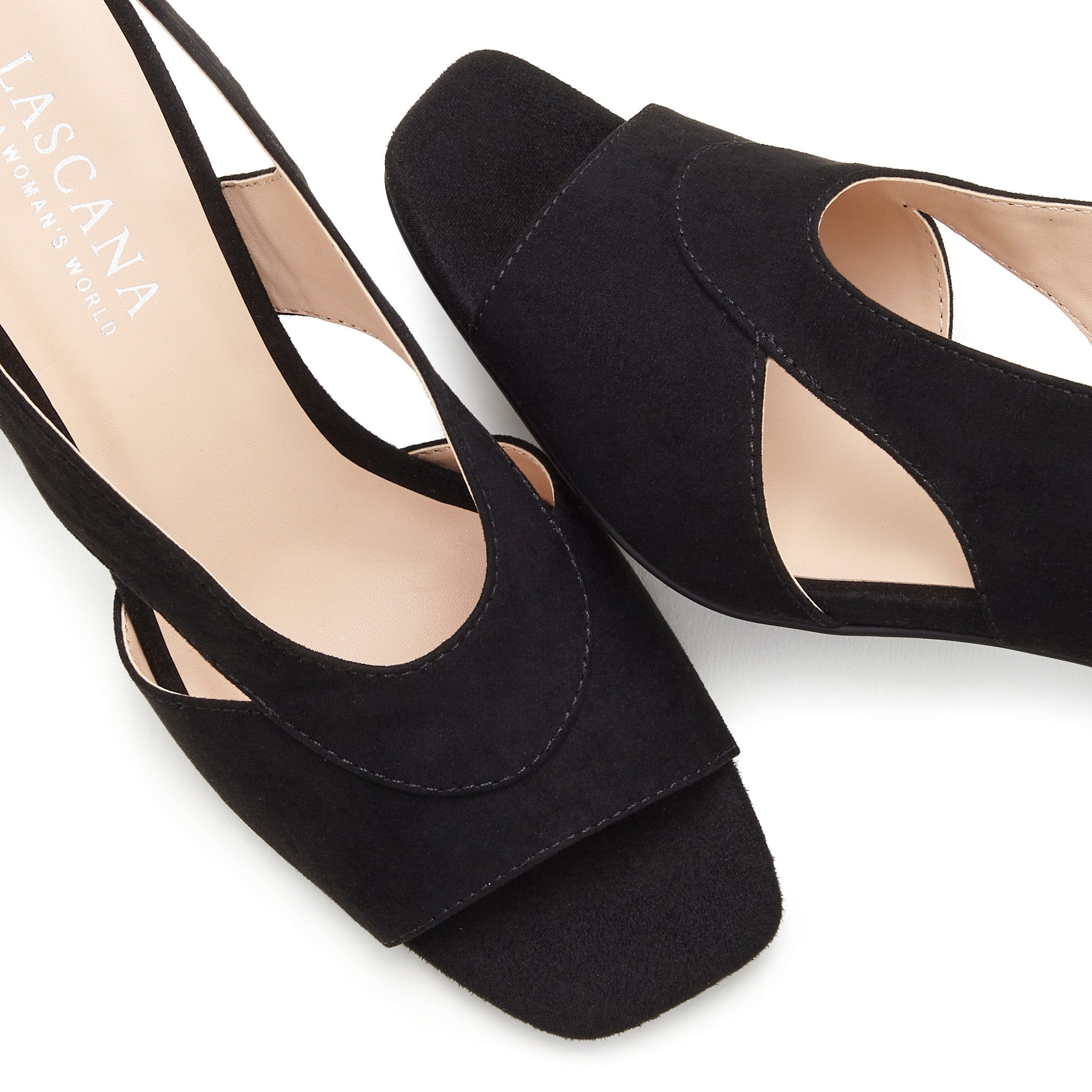 Lascana Sandaaltjes Sling-sandalette, sandaal, zomerschoen, met verfijnde uitsnede van faux-suede vegan