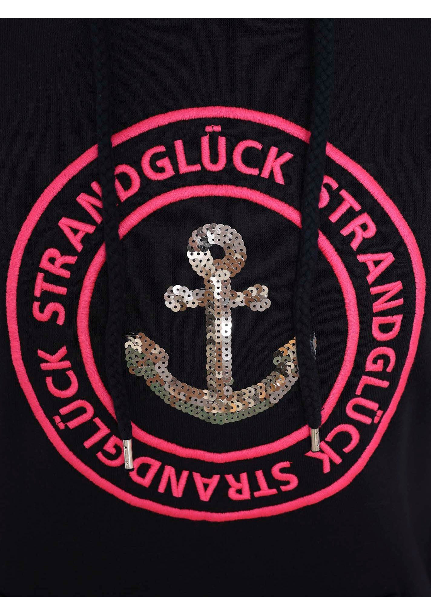 Zwillingsherz Hoodie met neonkleurige borduursels en paillettenanker