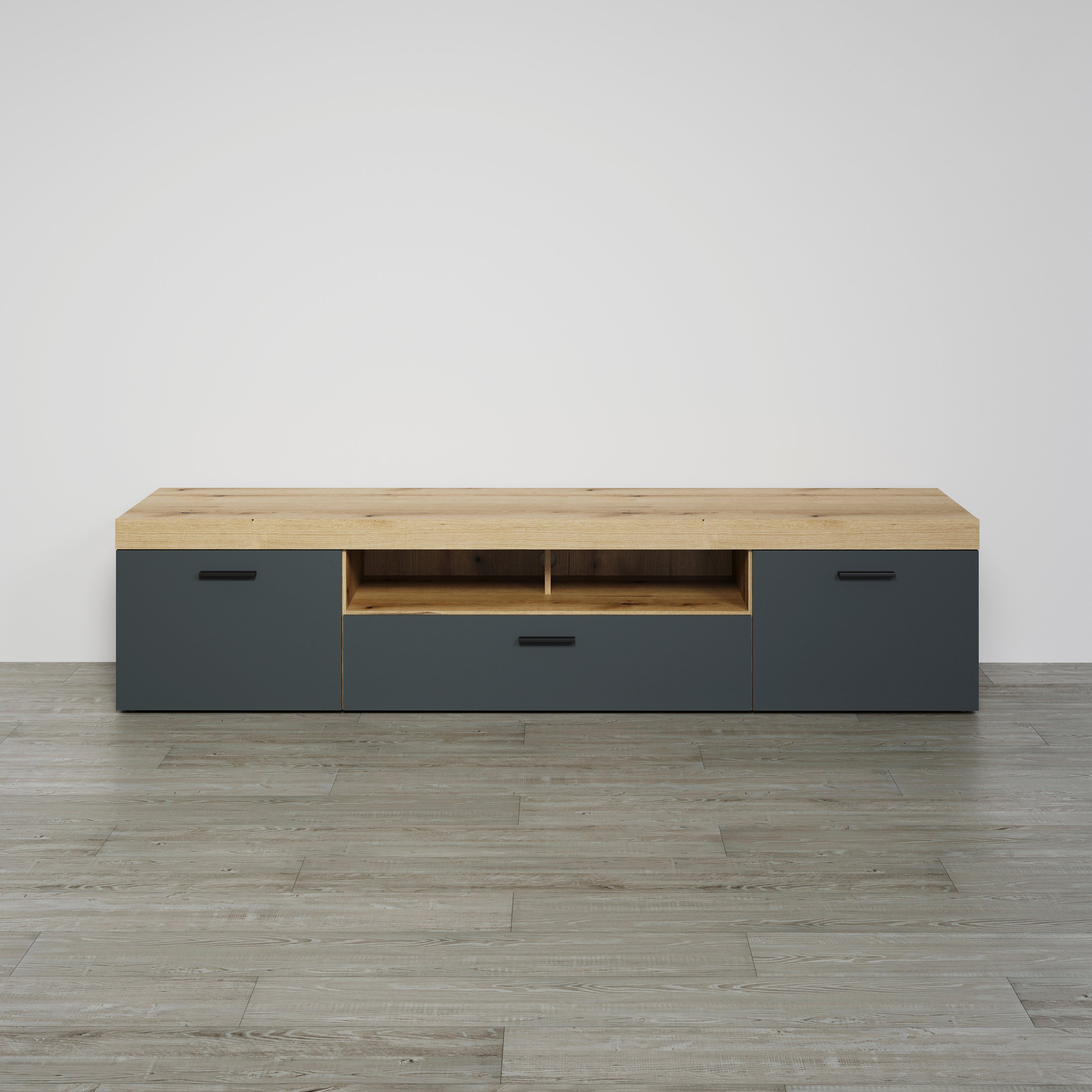 Home affaire Tv-meubel Tyler TV-kast TV-lowboard, eindhoutapplicaties, breedte 230 cm (1 stuk)
