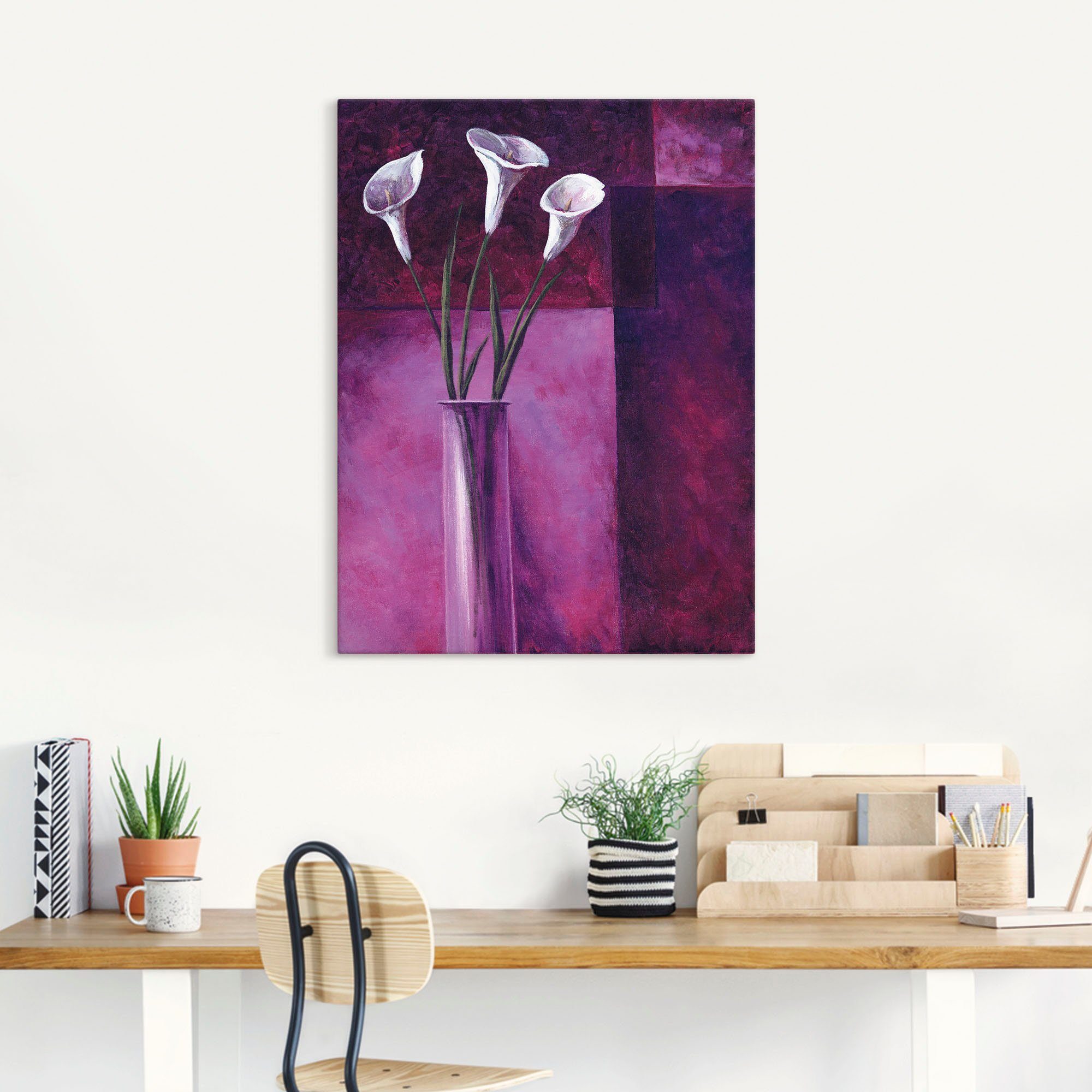 Artland Artprint Callas paars als artprint van aluminium, artprint voor buiten, artprint op linnen in verschillende maten