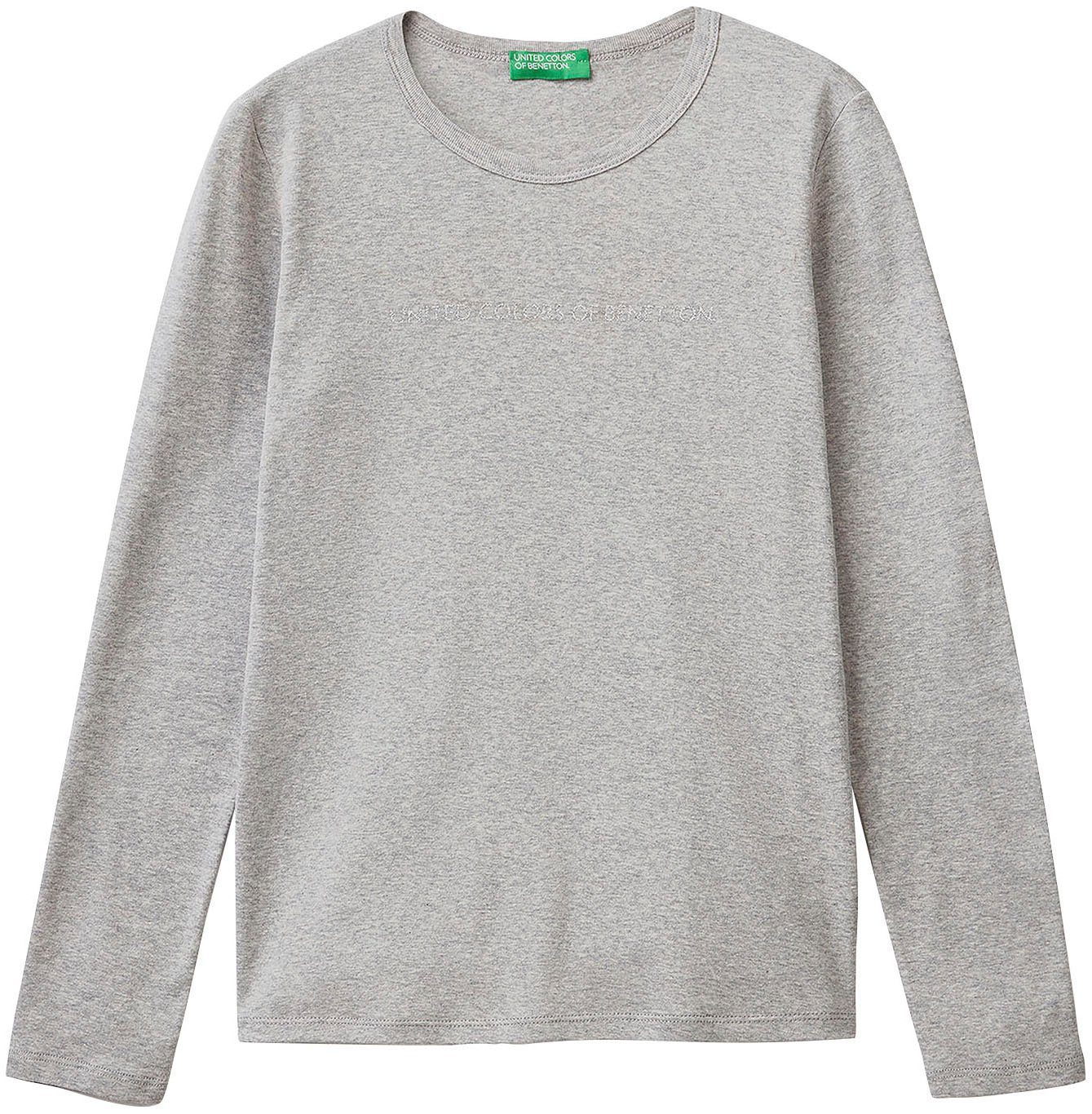 United Colors of Benetton Shirt met lange mouwen met labelprint met glittereffect