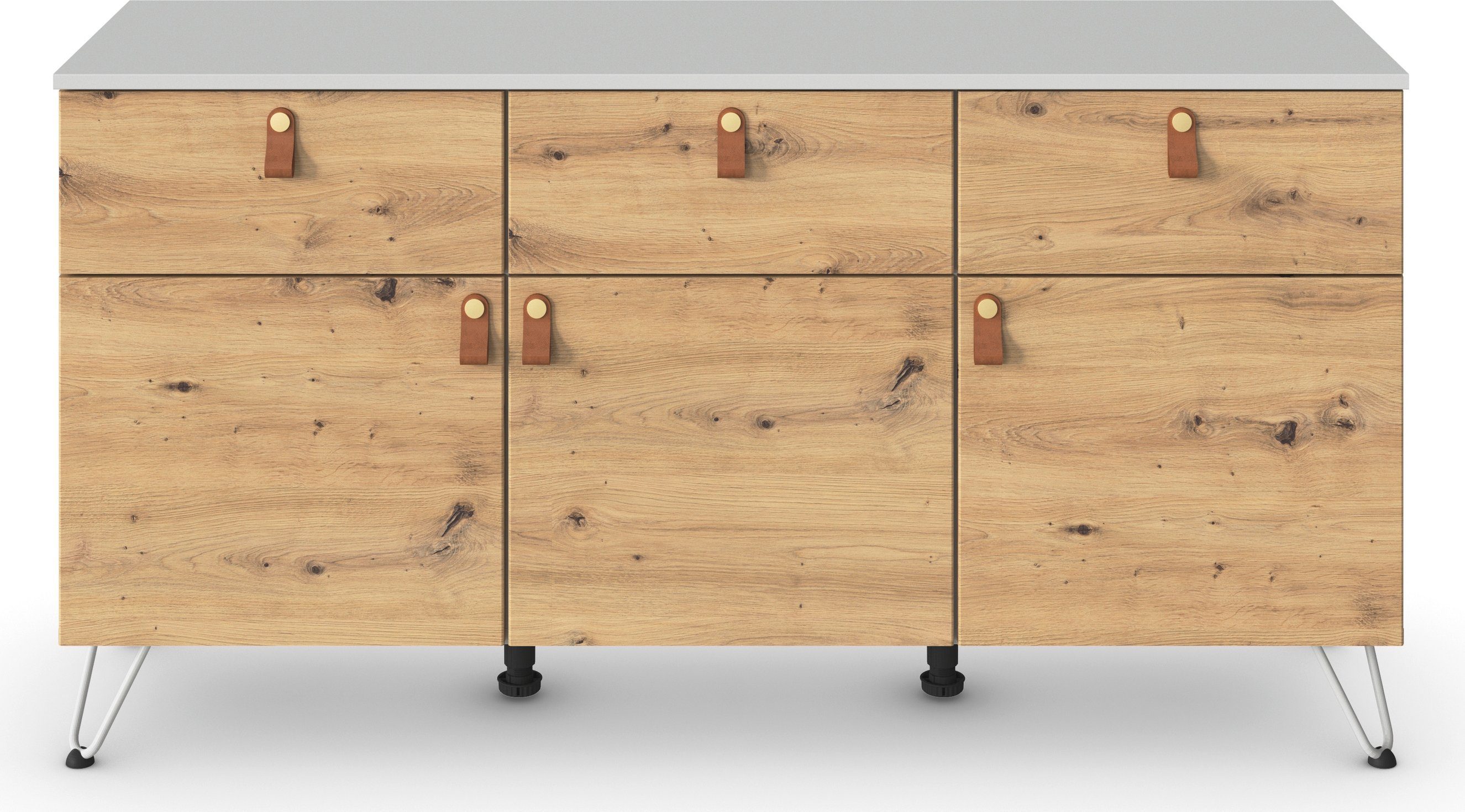 rauch Kast met laden en deuren Homey by Aditio met handgrepen in leer, 3 lades met softclose-functie