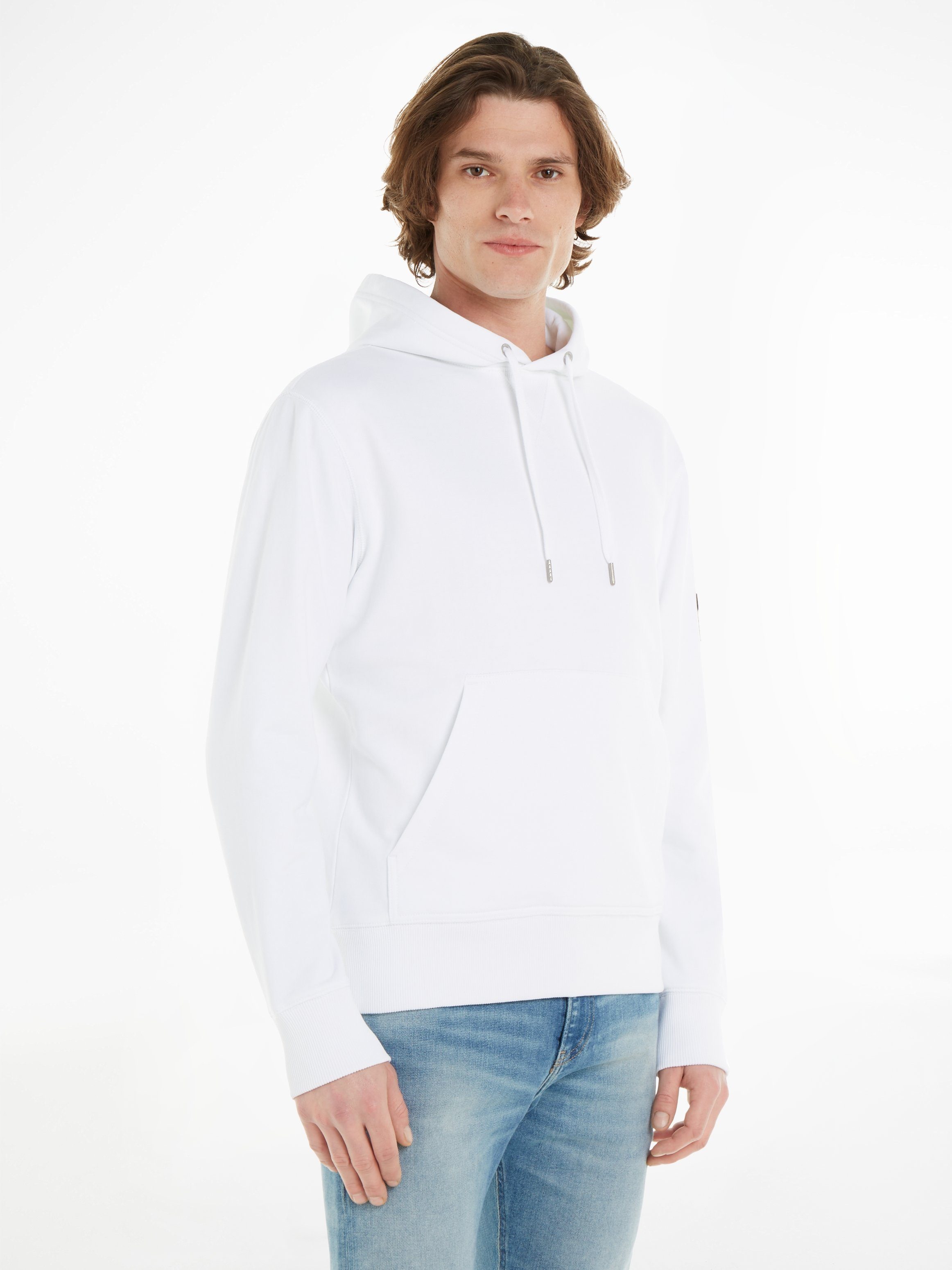 Calvin Klein Hoodie BADGE HOODIE met logopatch heren hoodies maat L wit