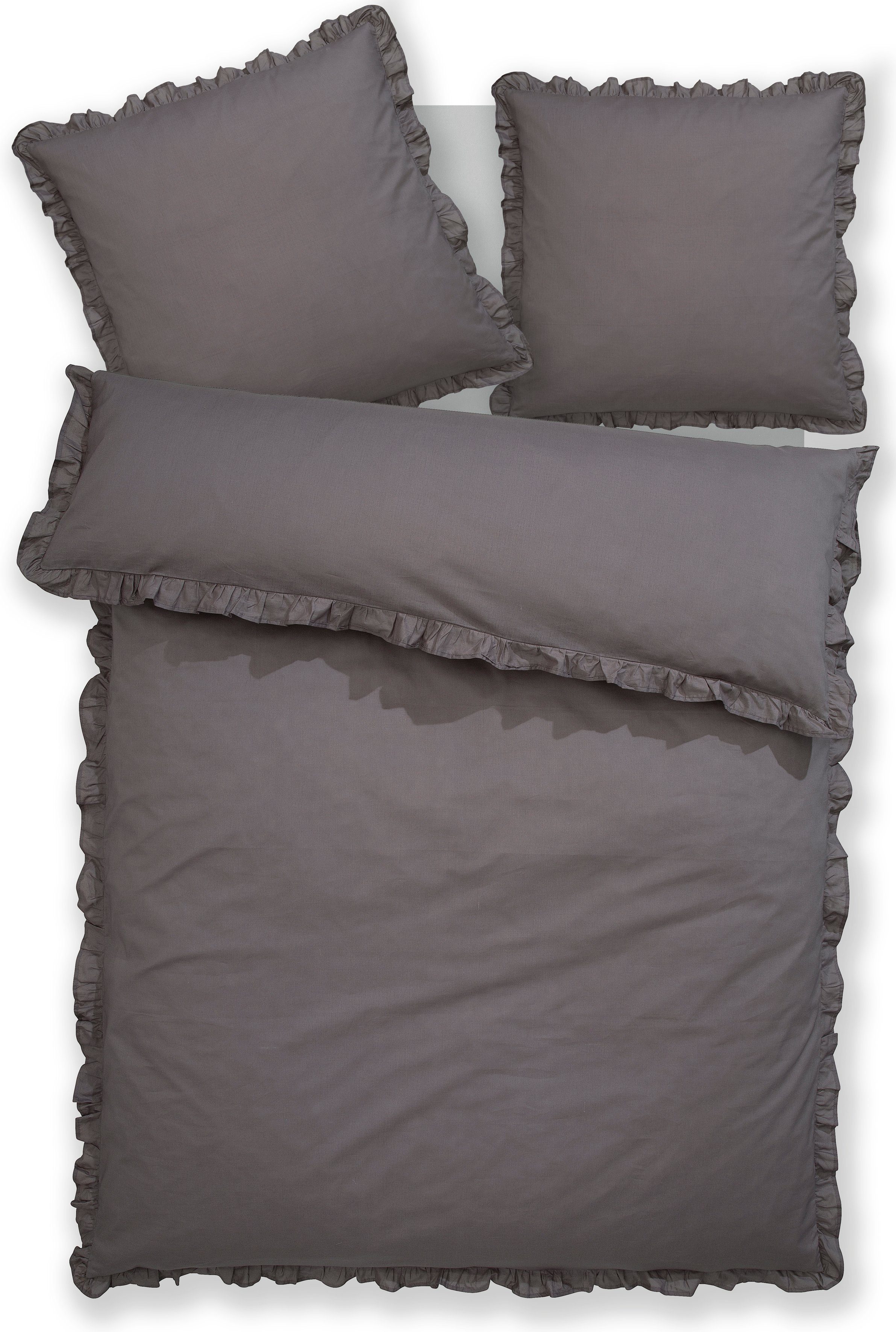 Home affaire Overtrekset Violetta in formaat 135 x 200 of 155 x 220 cm Dekbedovertrek van katoen, romantische dekbedovertrek met volants (2-delig)