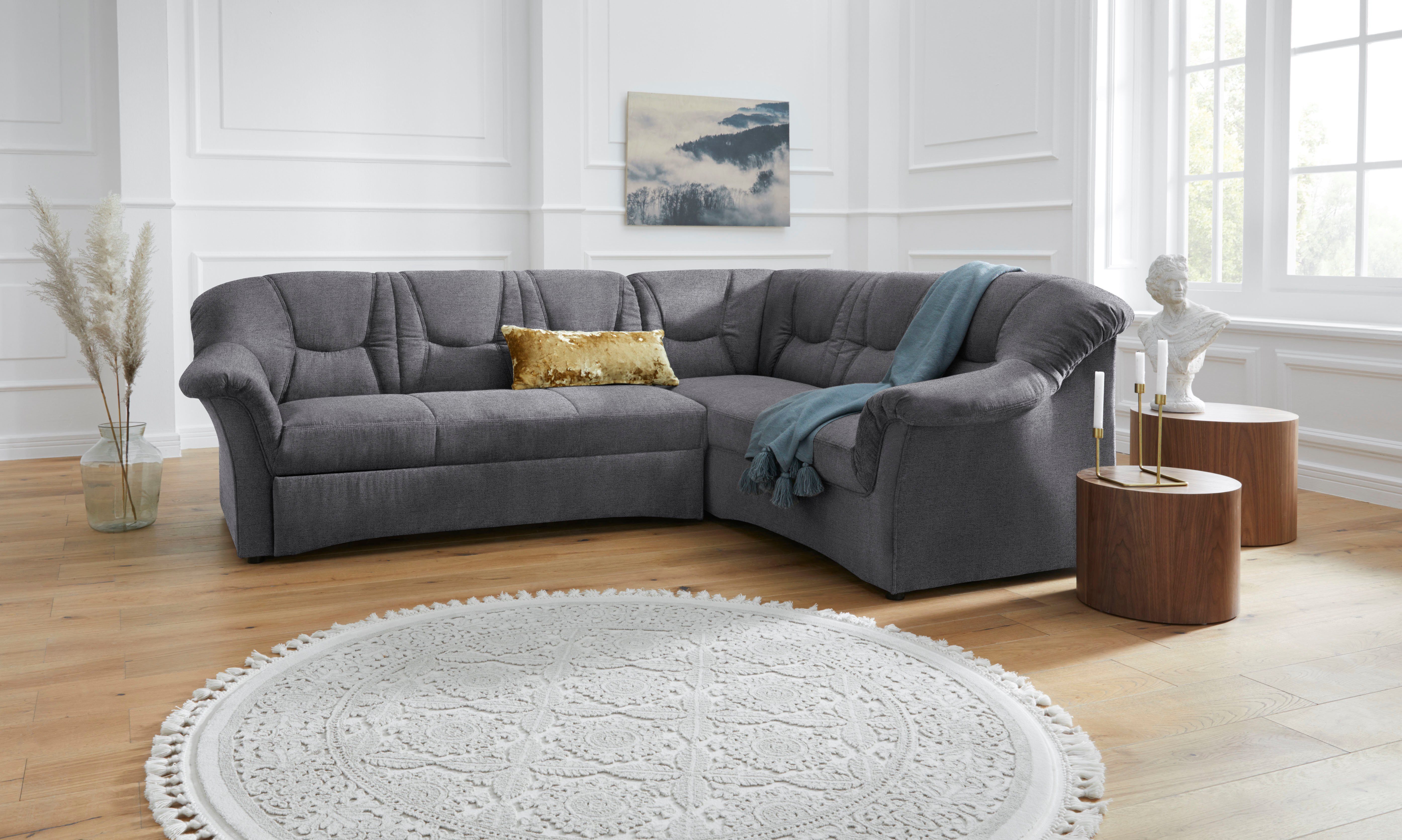 DOMO collection Hoekbank Sarafina tijdloos en comfortabel, optioneel met binnenvering, L-vorm grijs, hoekbanken, Breedte ligoppervlak: 112 cm, Lengte