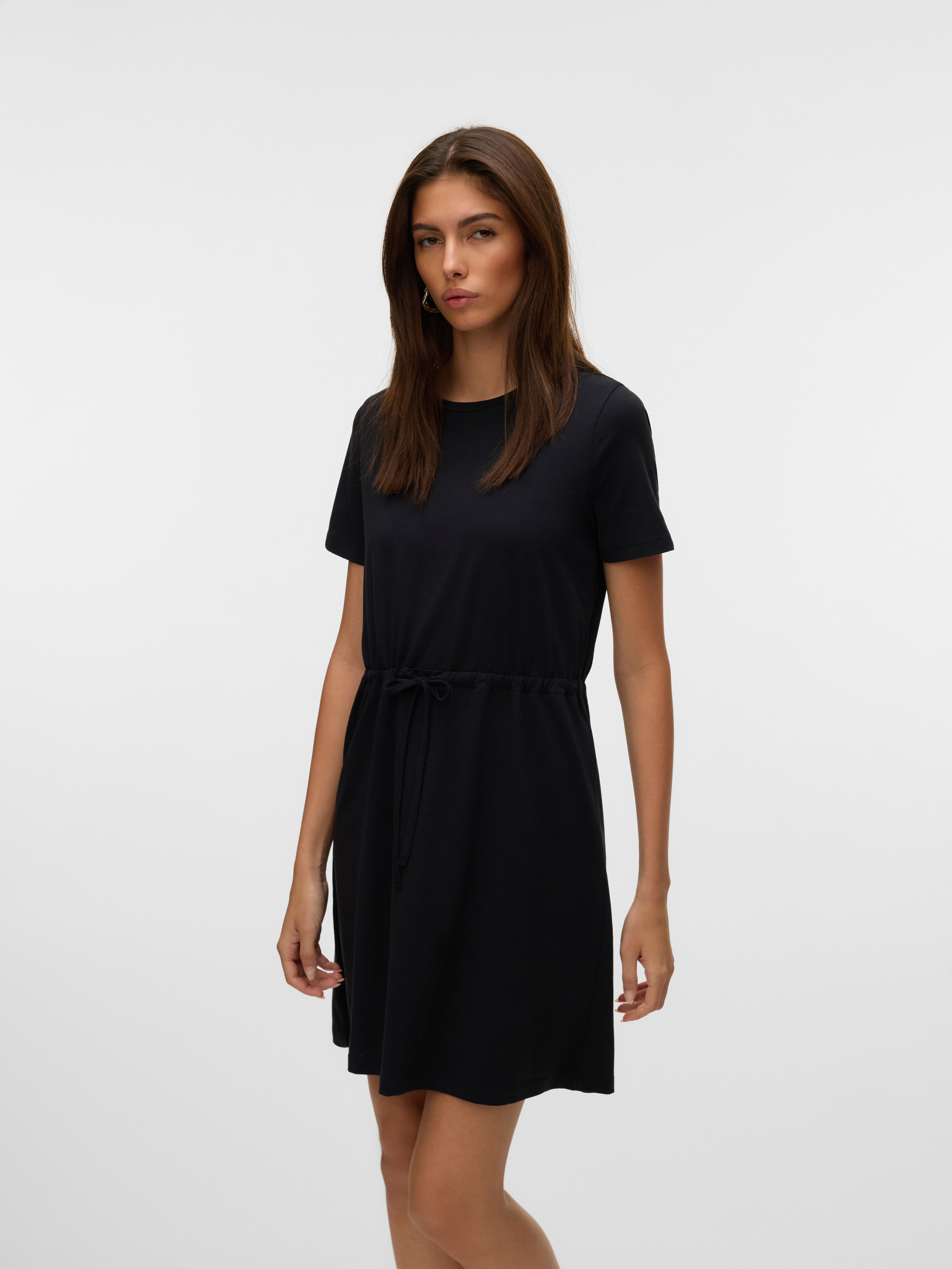 Vero Moda Shirtjurk VMLUNA SS SHORT STRING DRESS JRS NOOS