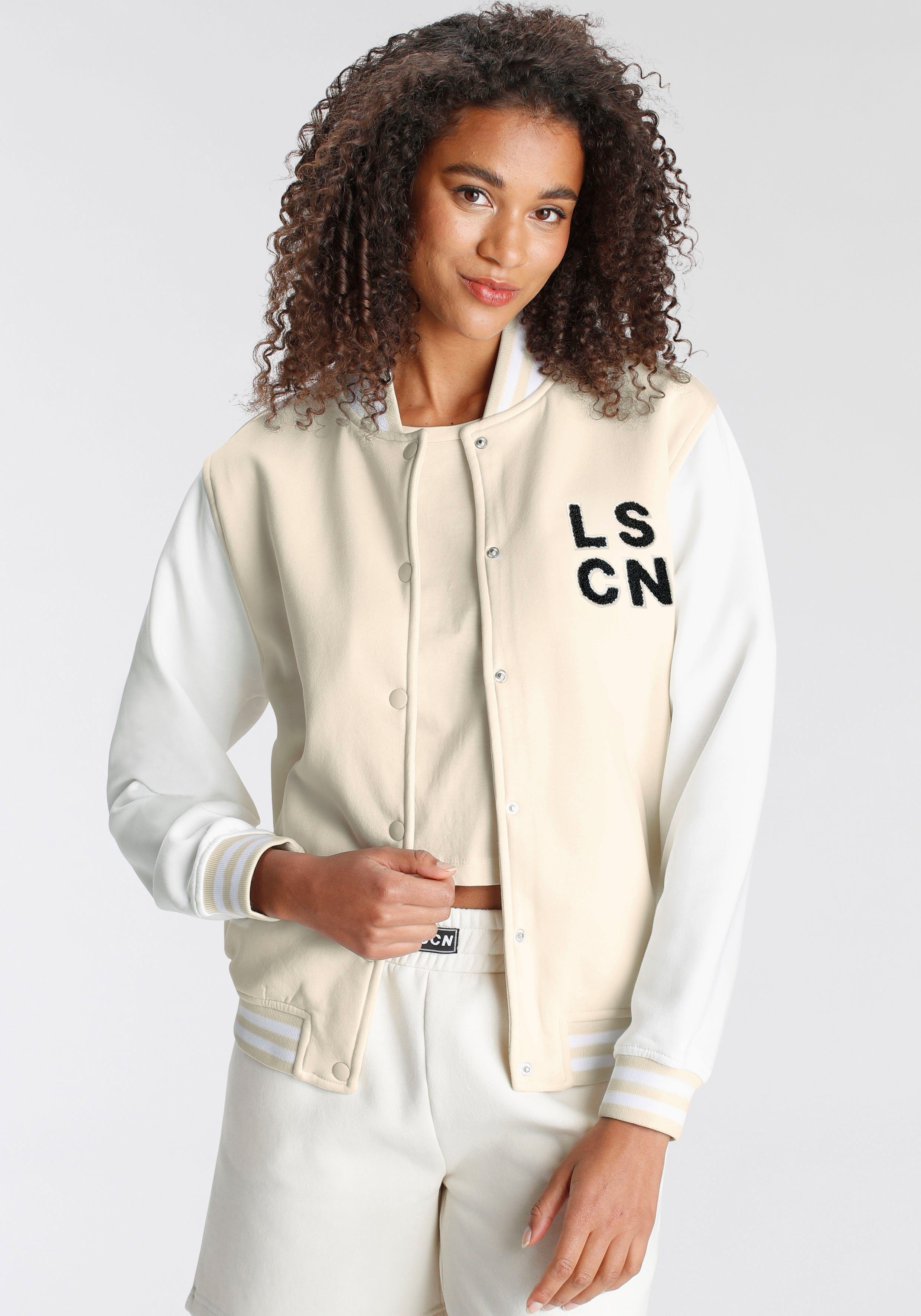 LSCN by LASCANA Sweatvest in college stijl, loungeanzug