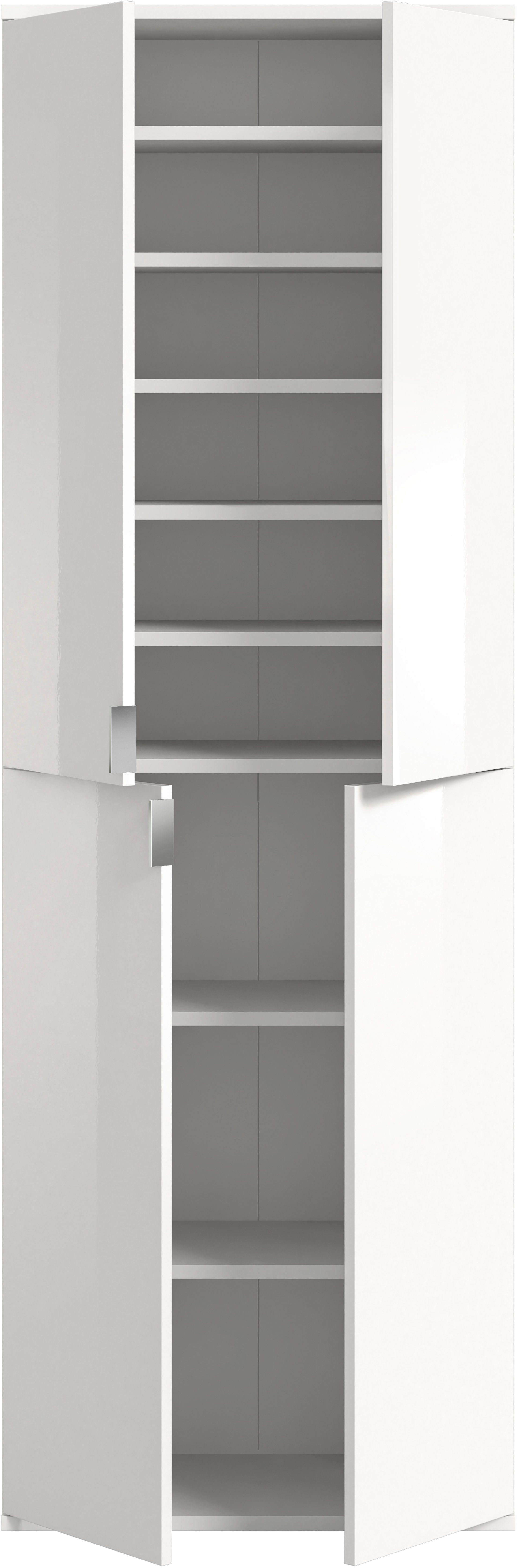 INOSIGN Multifunctionele kast Trondheim, Hoogte 193 cm, 4 Deuren, 9 Vakken, 7 Planken incl. uitschuifbare kledingstang, garderobekast, kledingkast