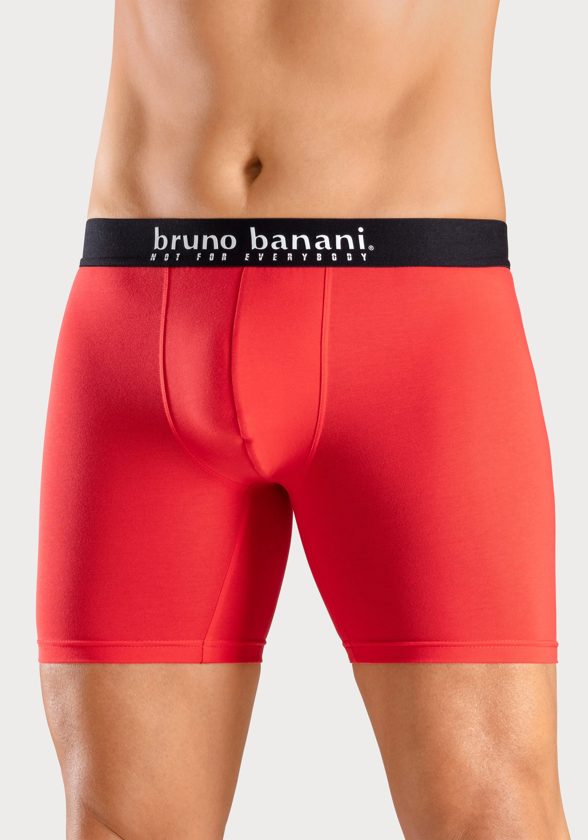 Bruno Banani Lange boxershort met palmprint en effen van katoenmix (4 stuks Set van 4)
