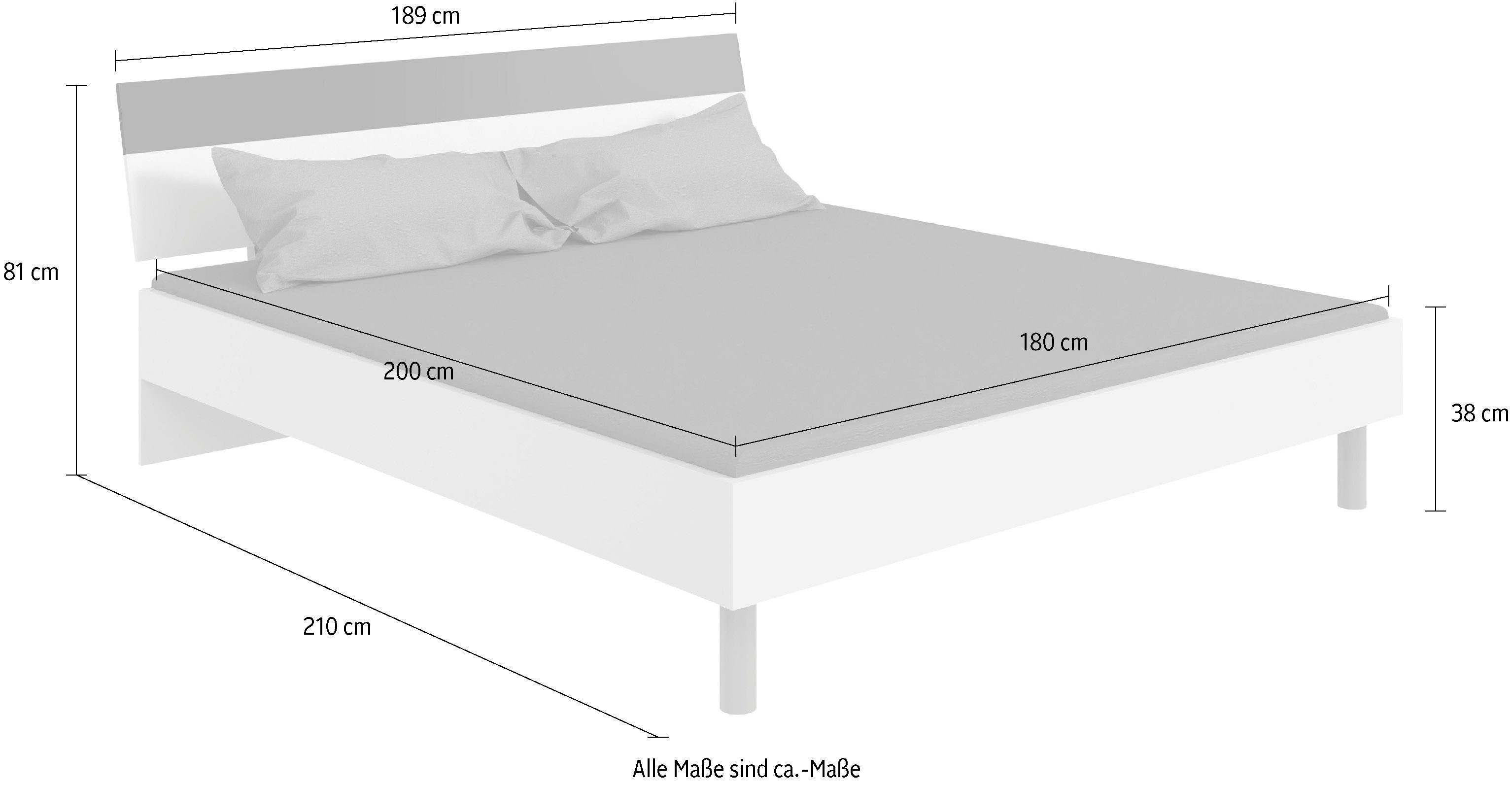 Wimex Futonbed Budapest Inclusief tweekleurig hoofdbord, ligvlak 180 x 200 cm
