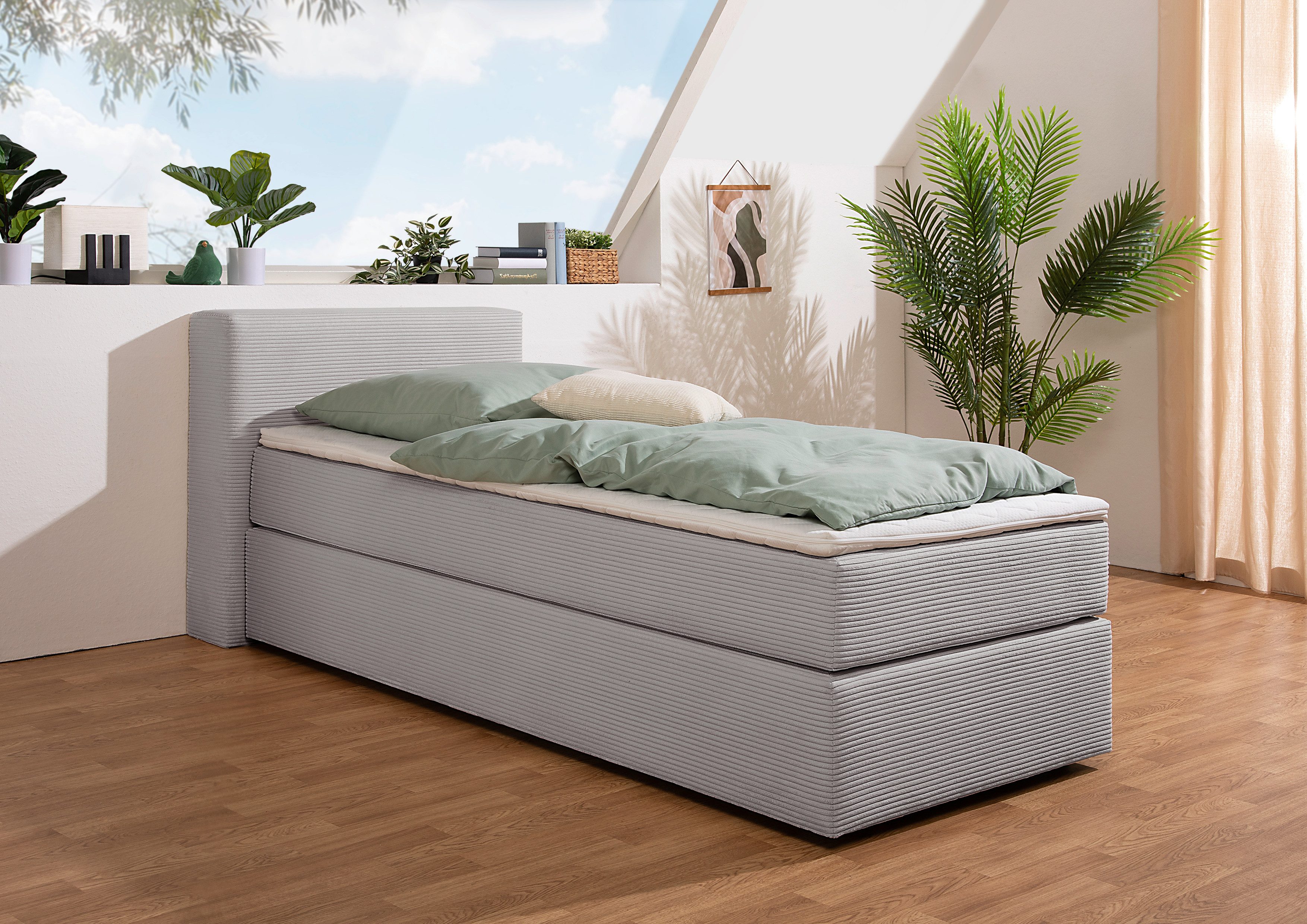 andas Boxspring Åby In cord bekleding, optioneel met en zonder matras verkrijgbaar boxsprings grijs