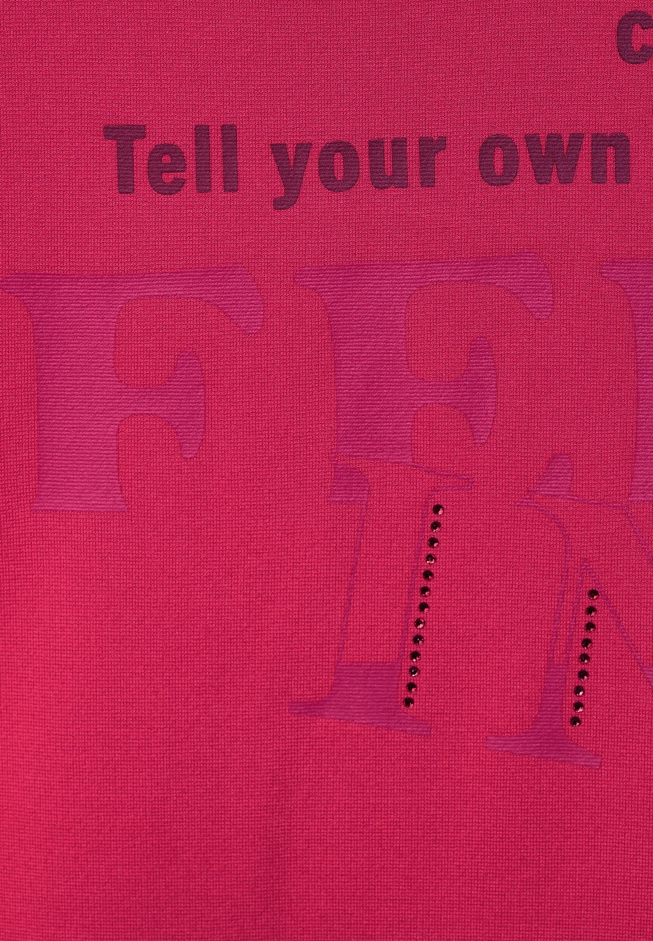 Cecil Shirt met lange mouwen en tekst Opstaande kraag tekst met stras tailleband met trekkoord