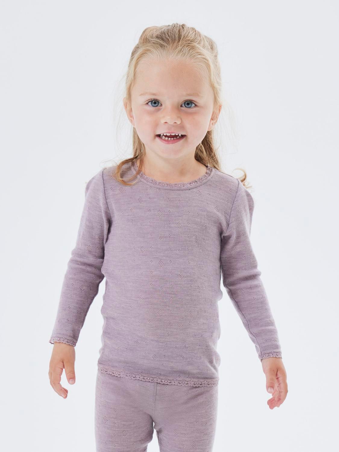 Name It Shirt met lange mouwen NMFWANG WOOL NEEDLE LS TOP SOLID NOOS meisjes shirts met lange mouwen maat 92 paars