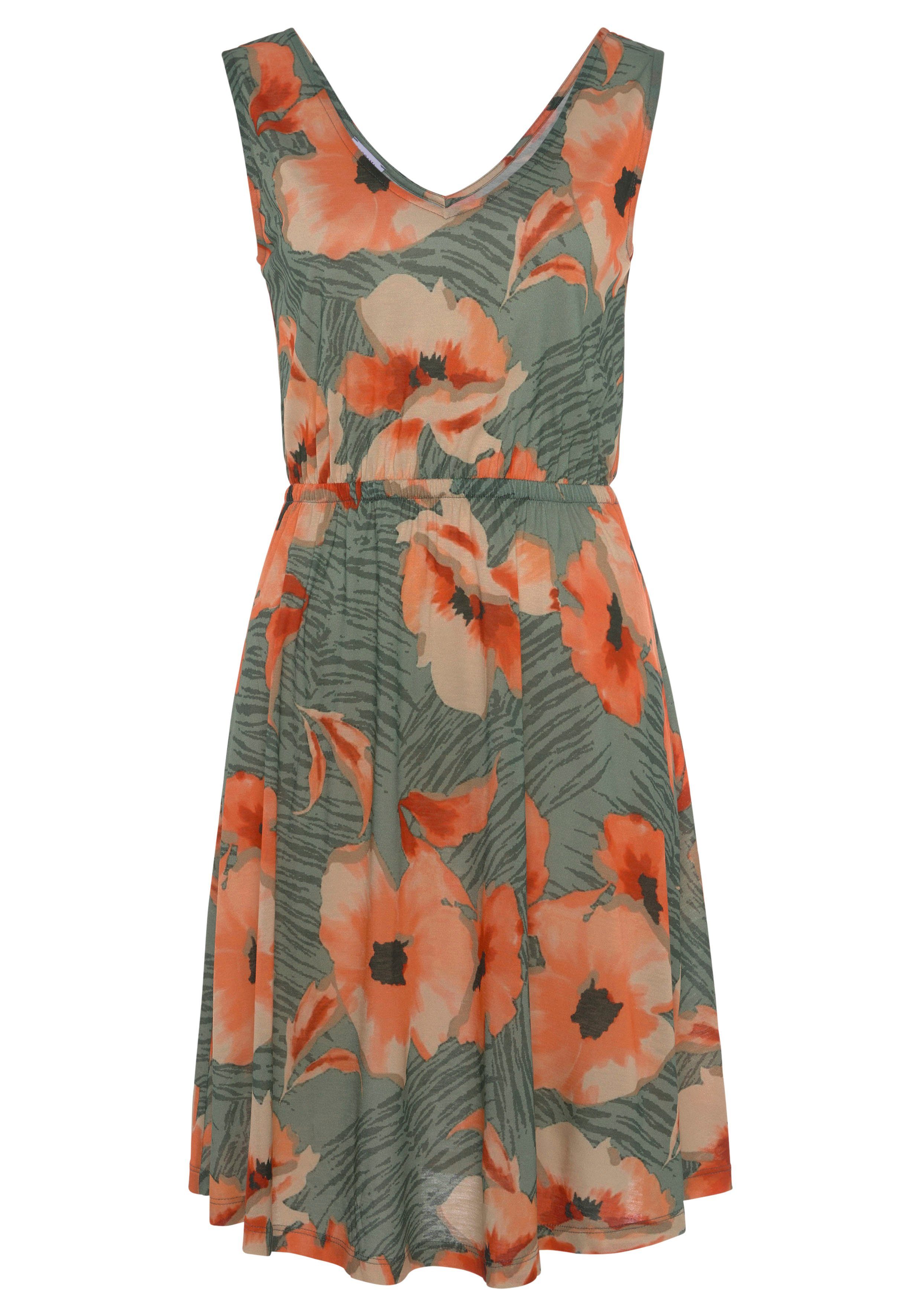 Lascana Jerseyjurk met bloemenprint, zomerjurk, strandjurk