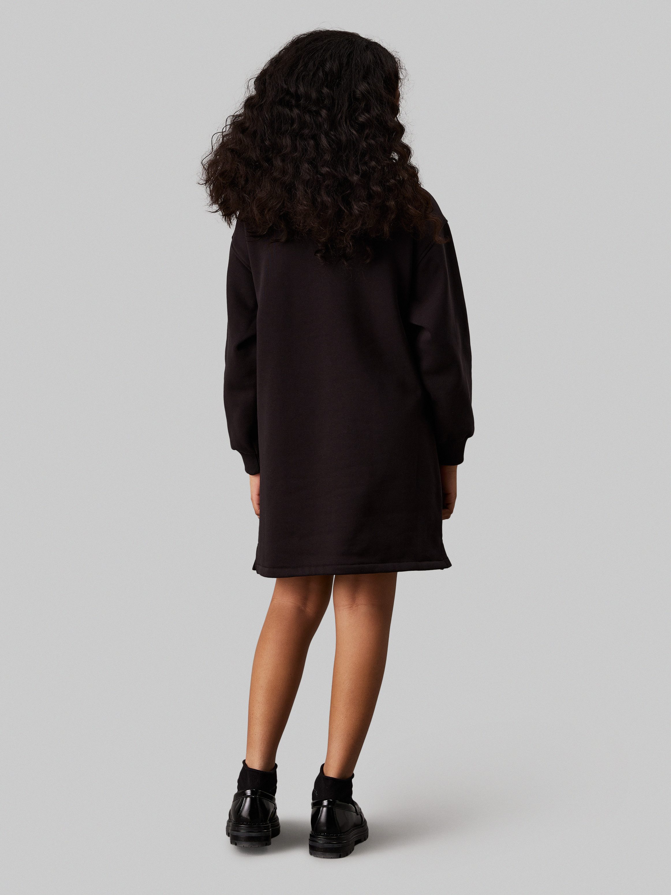 Calvin Klein Sweatjurk Teddy Monogram Zip Fleece Dress voor kinderen tot 16 jaar en met logo-patch