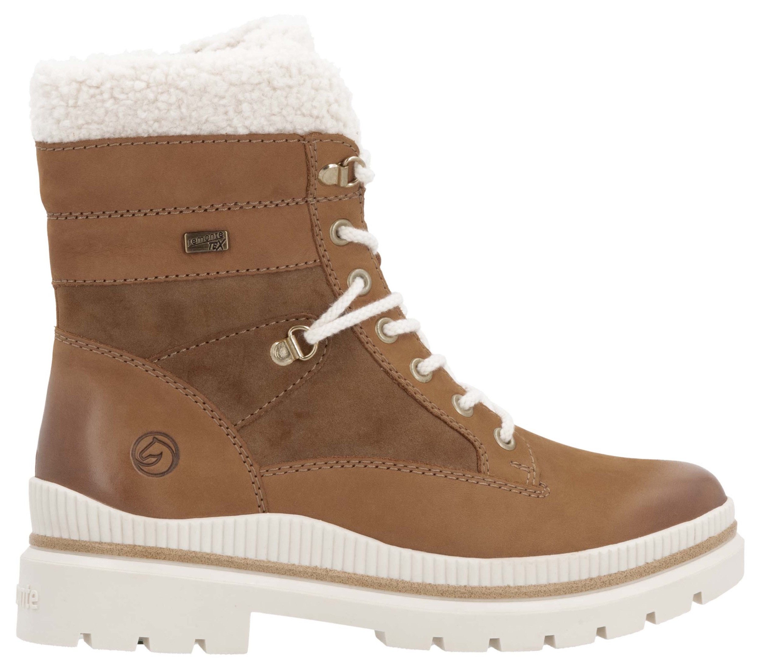 Remonte Winterlaarzen , blokhak, veterschoenen, outdoorschoen met teddyvoering-beslag