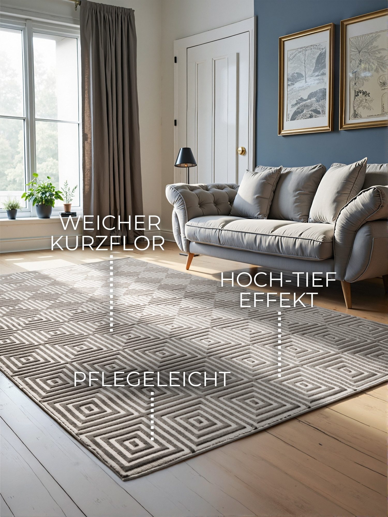 ELLE DECORATION Design-vloerkleed Tourmaline Woonkamer, slaapkamer, loper, hoog-laag effect, gang, glans