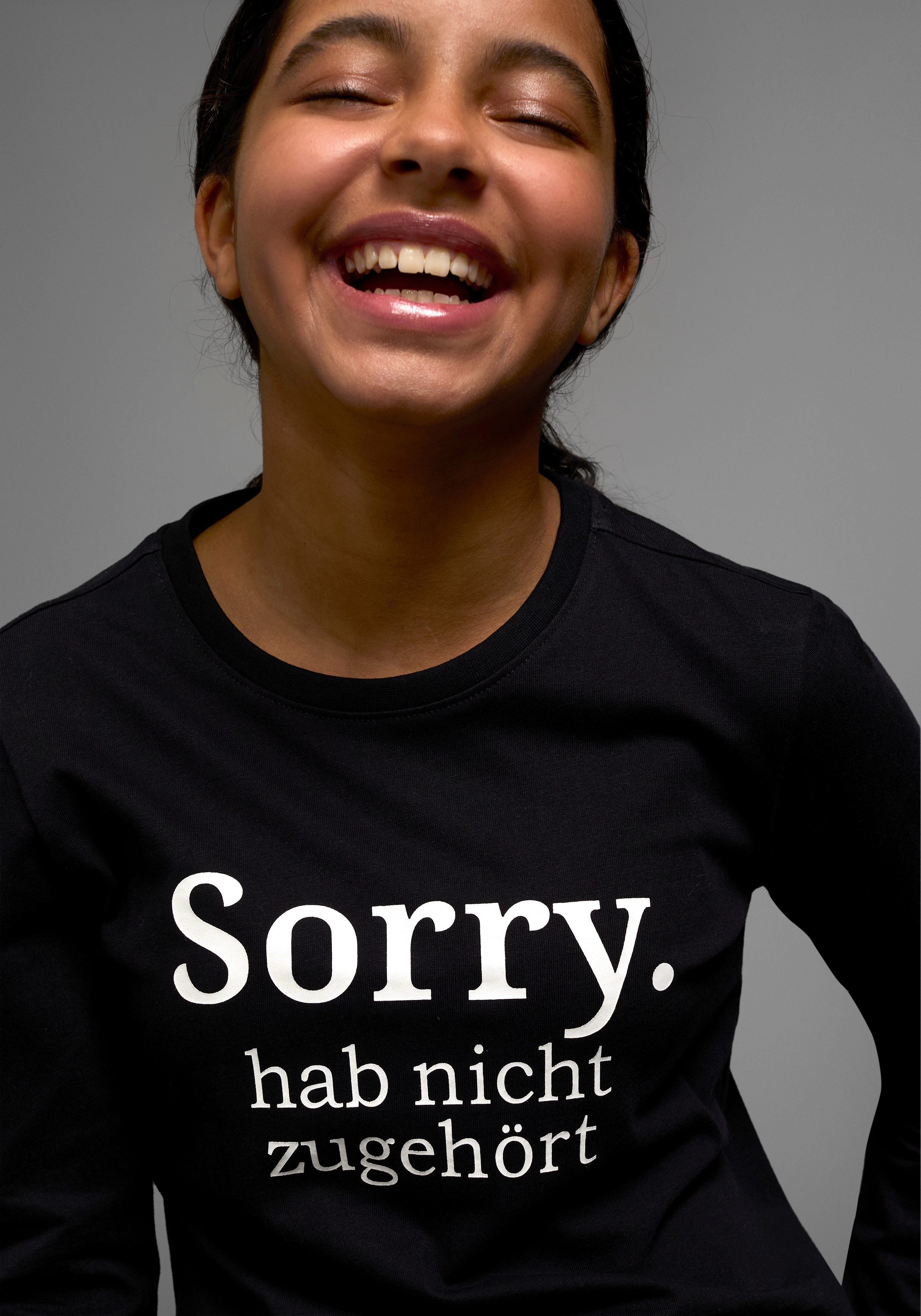 KIDSWORLD Shirt met lange mouwen Sorry. hab nicht zugehört Lange mouwen, basic pasvorm, met frisse print en statements