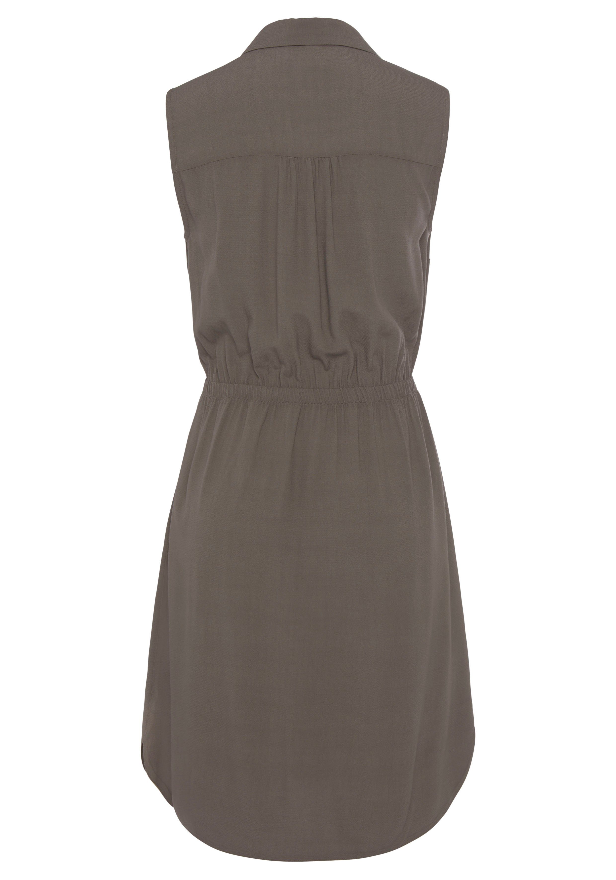 Lascana Zomerjurk Overhemdkraag en V-hals, blousejurk met elastische tailleband