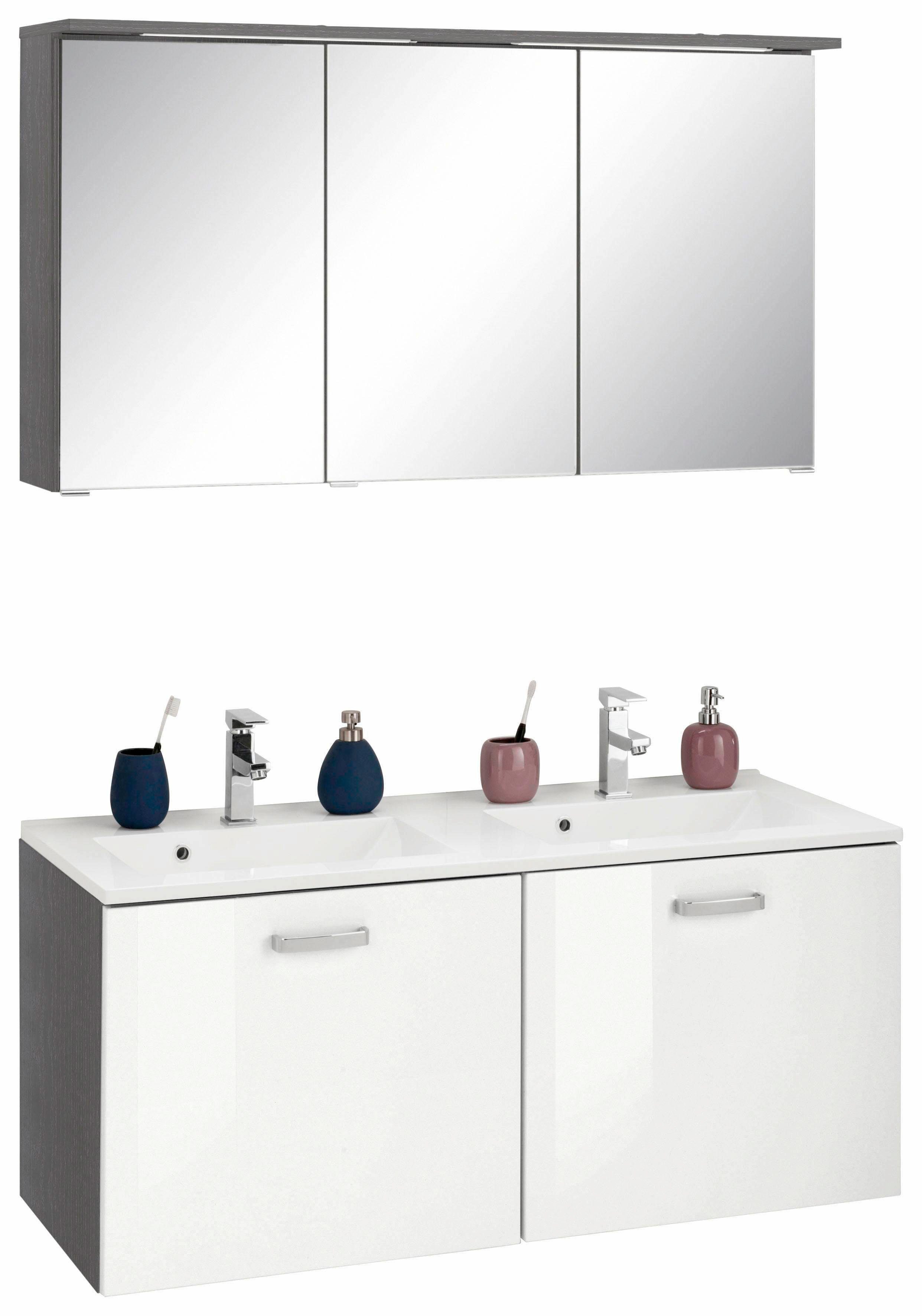 welltime Badkamerserie Ravenna Dubbele wasbak, breedte 120 cm (2-delig) badmeubelsets wit